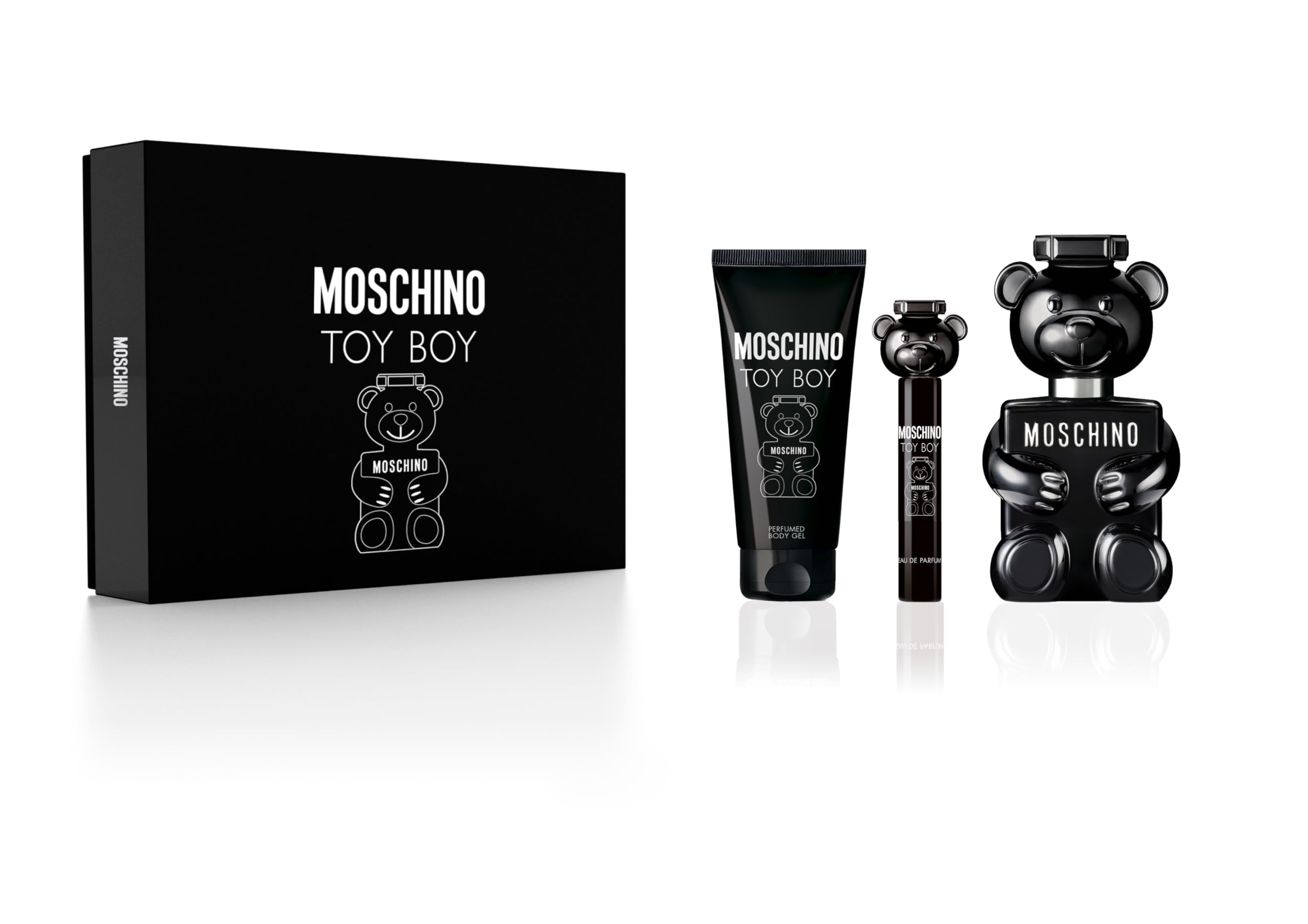 [Set] Moschino Toy Boy 3 Pcs + Shower Gel + Mini Travel Hard Gift Box Set For Men EDP