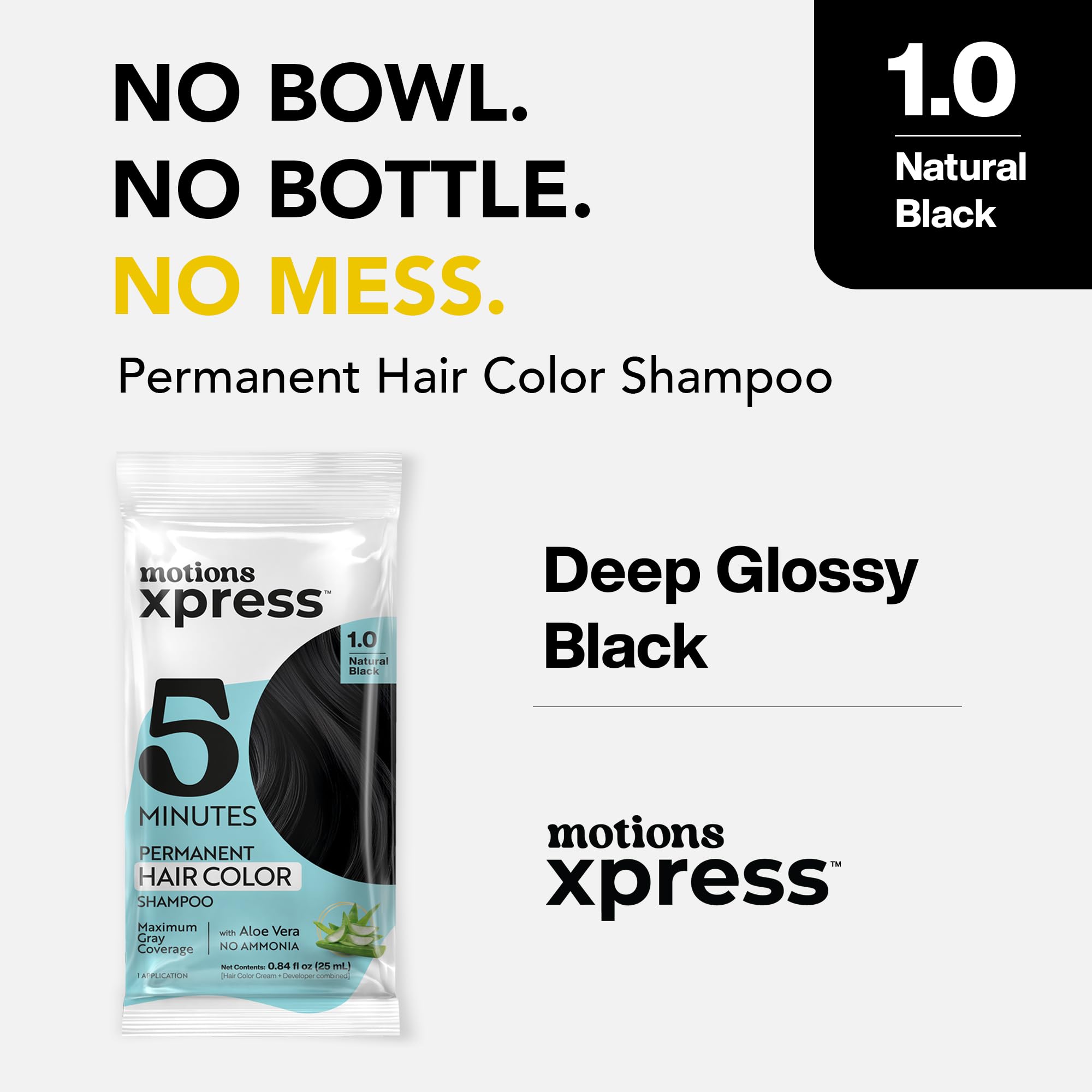 Motions Xpress Permanent Hair Color Shampoo Natural Black 5 Minute Color Gray - Thumbnail 2