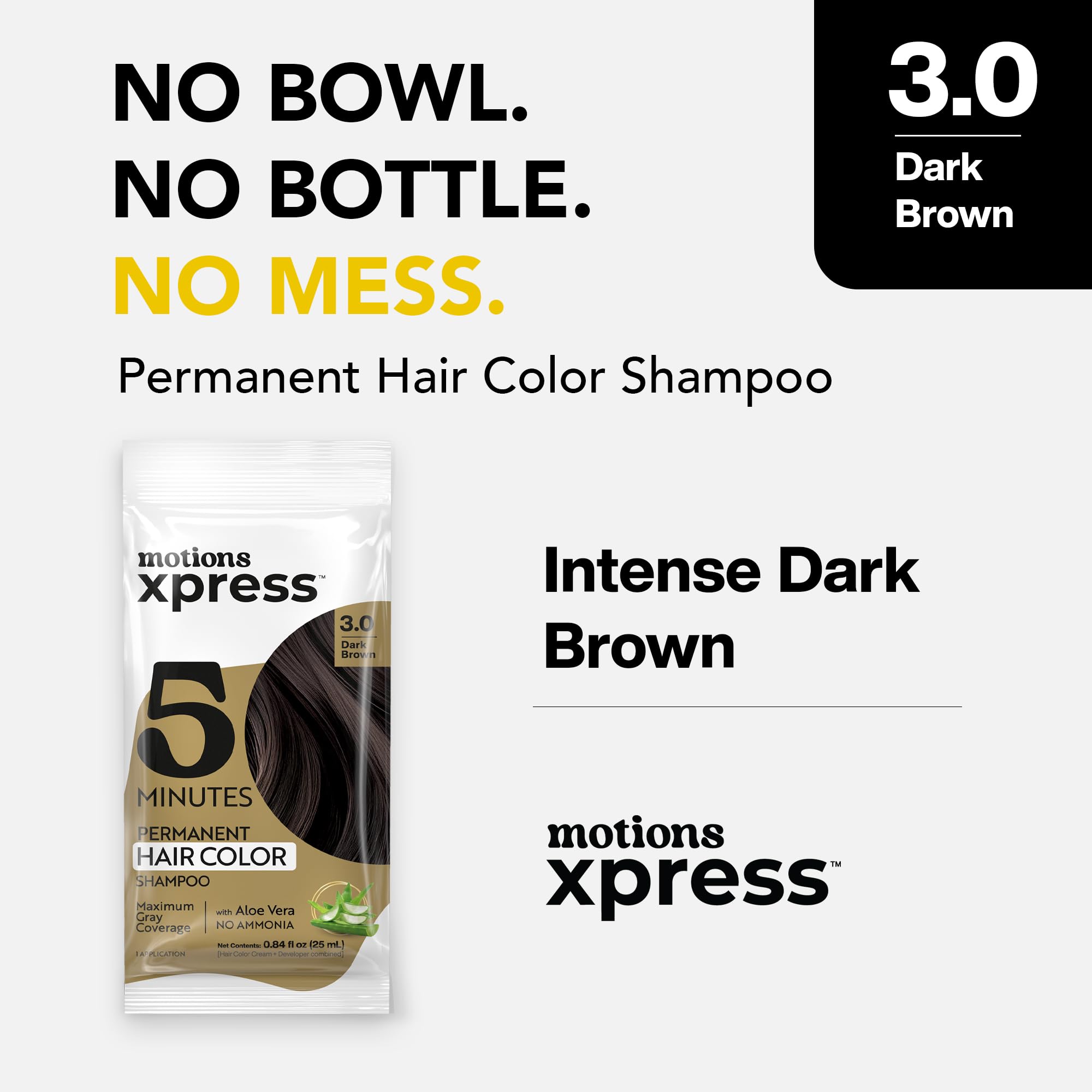Motions Xpress Permanent Hair Color Shampoo Dark Brown 5 Minute Color Gray - Thumbnail 2