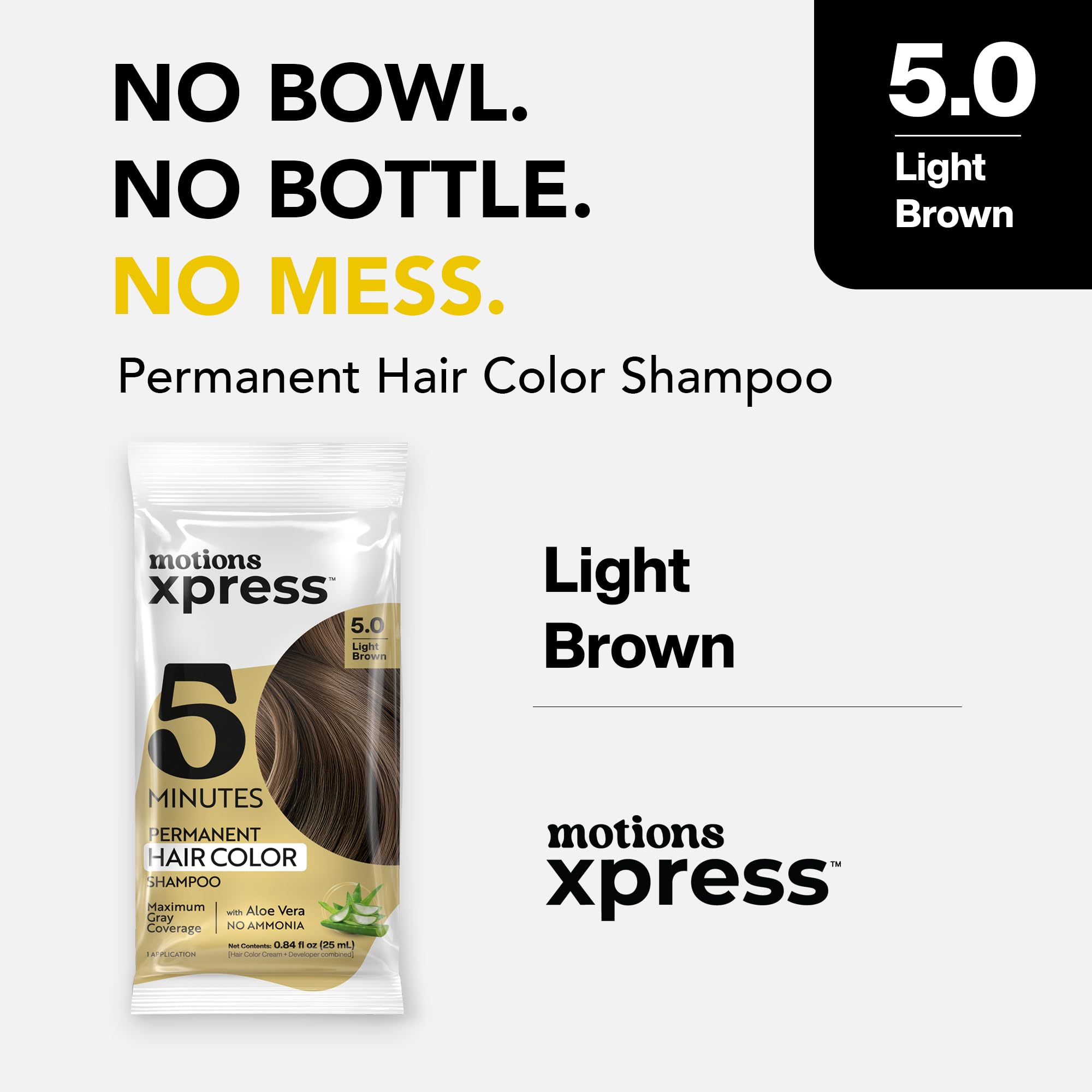 Motions Xpress Permanent Hair Color Shampoo Light Brown 5 Minute Color Gray - Thumbnail 2