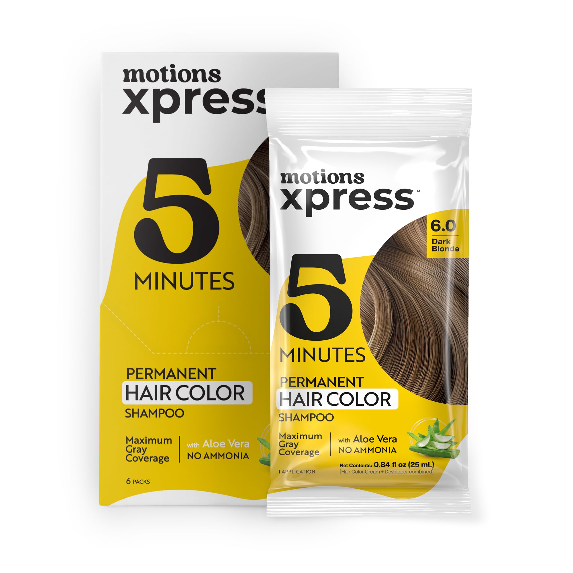 Motions Xpress Permanent Hair Color Shampoo Dark Blonde 5 Minute Color Gray