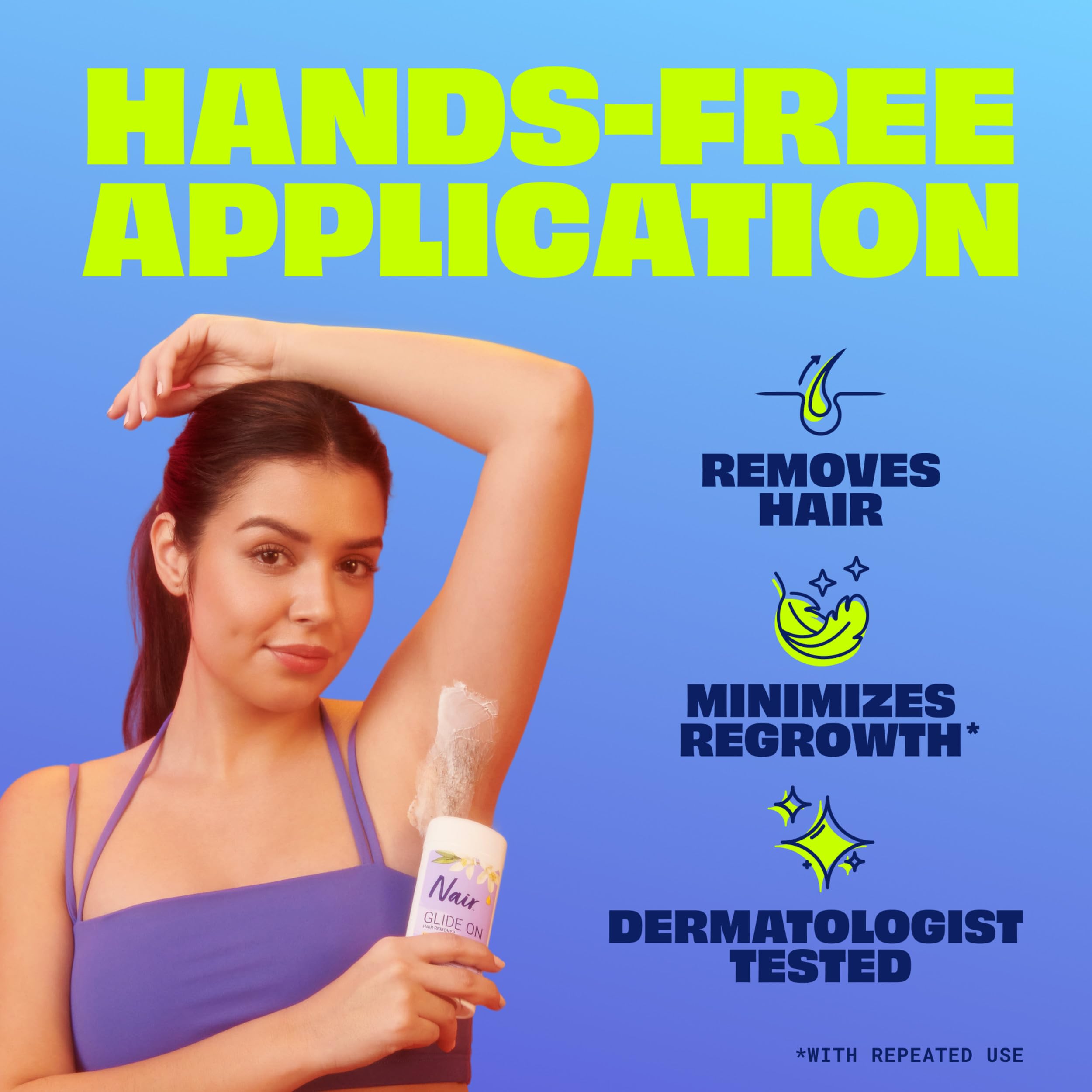 Nair Glide On Hair Removal Cream Arm Leg and Bikini Hair Remover Depilatory - Thumbnail 2