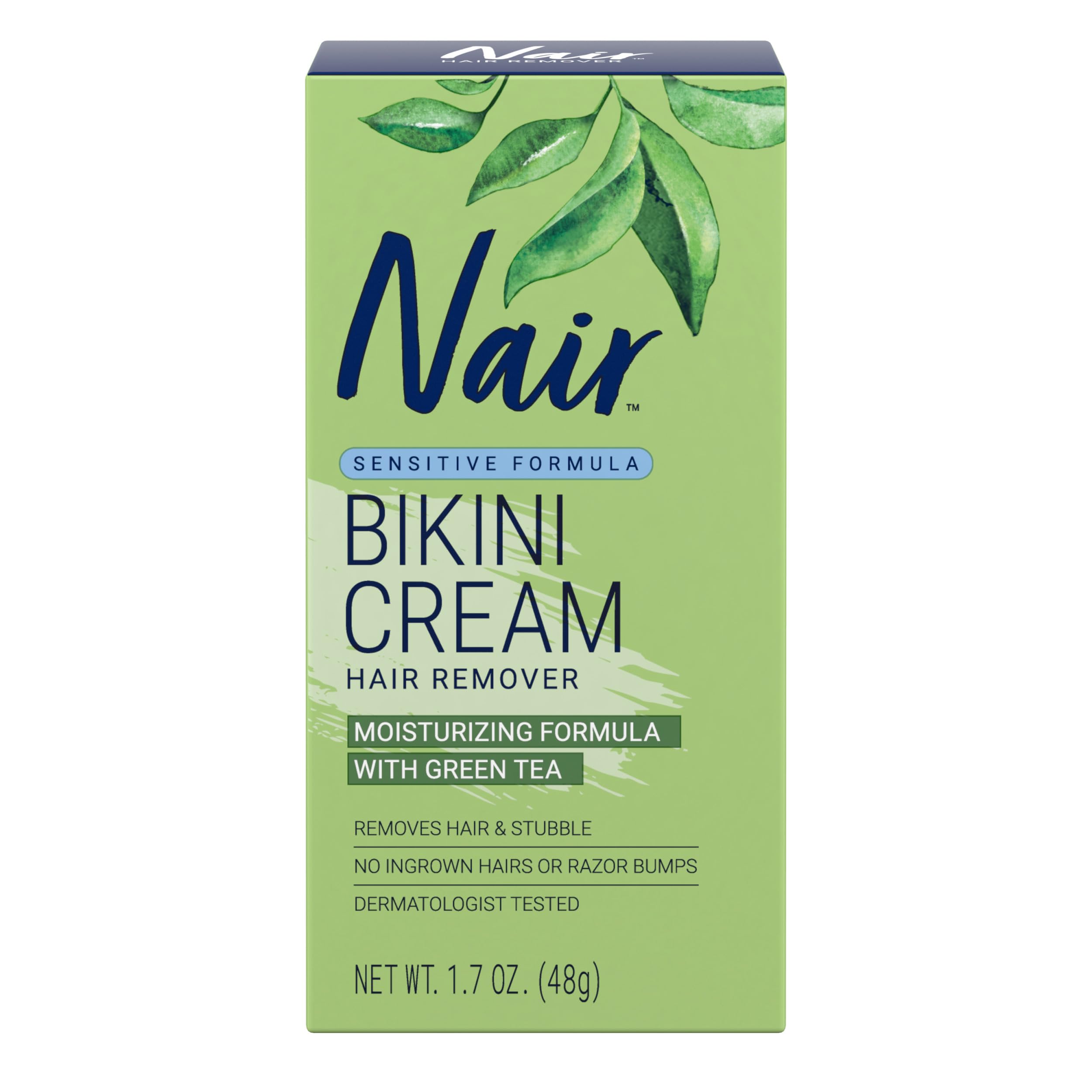 Nair Sensitive Bikini Cream Hair Remover Moisturizing Formula With Green Tea