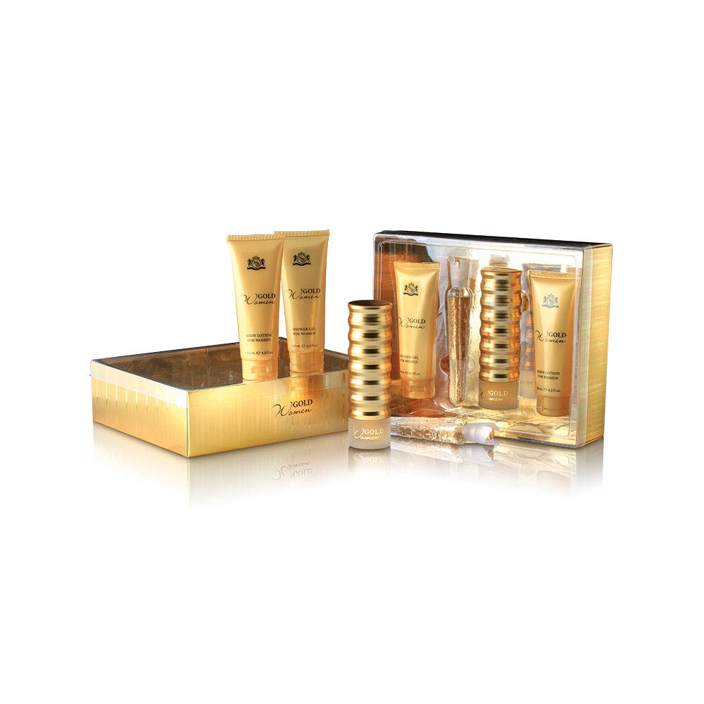 NEW BRAND GOLD(W)(W/B)4PC SET(3.3oz edp sp(LI FREE),4.3oz S/G,4.3oz B/L,15ml edp sp)