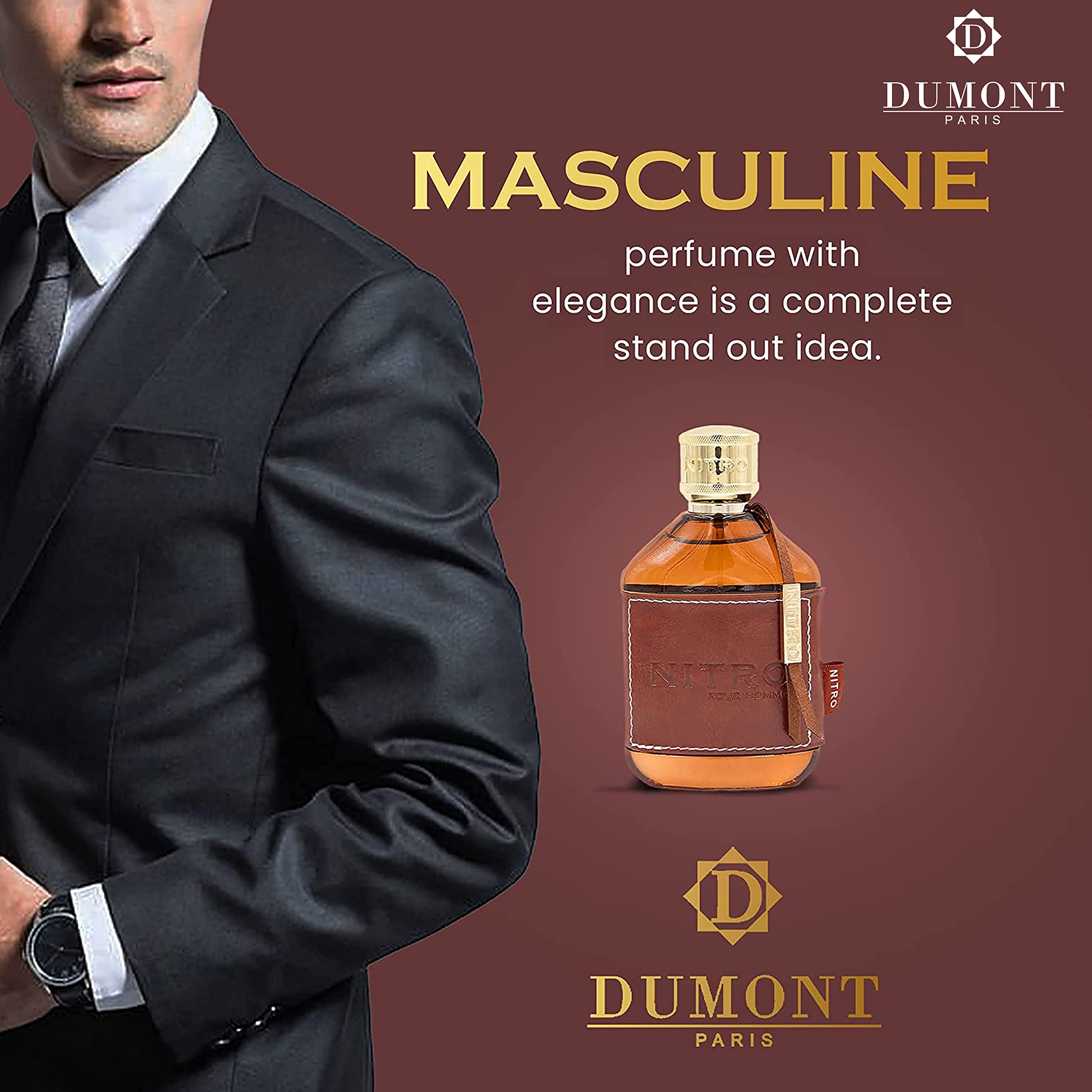 Dumont Nitro Pour Homme 3.4 Fl Oz Classic Fruity Woody Floral Luxurious Scent - Thumbnail 3