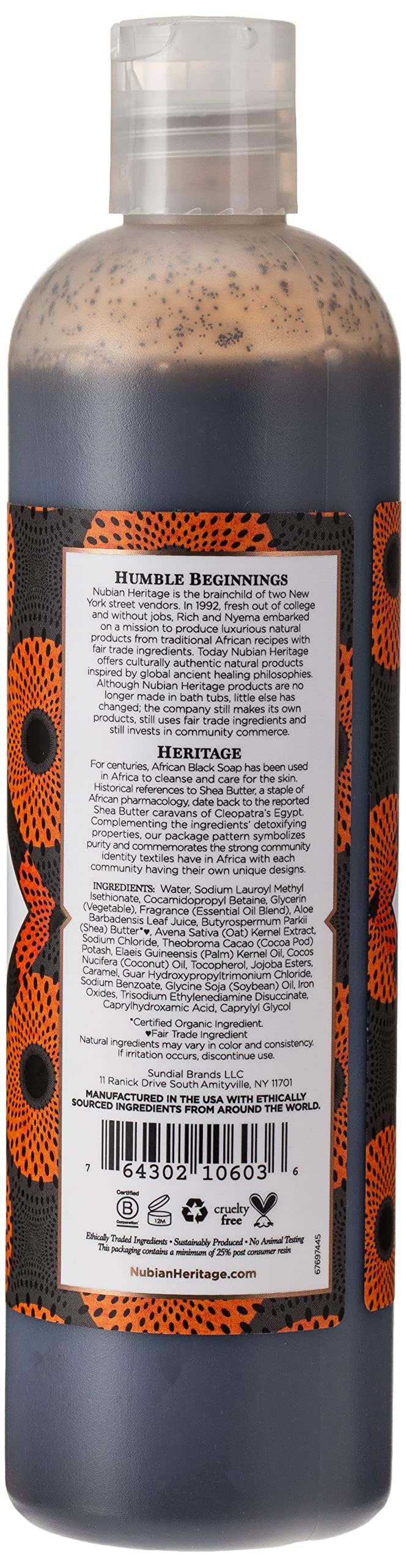 Nubian Heritage Body Wash African Black Soap 13 Fluid Ounce