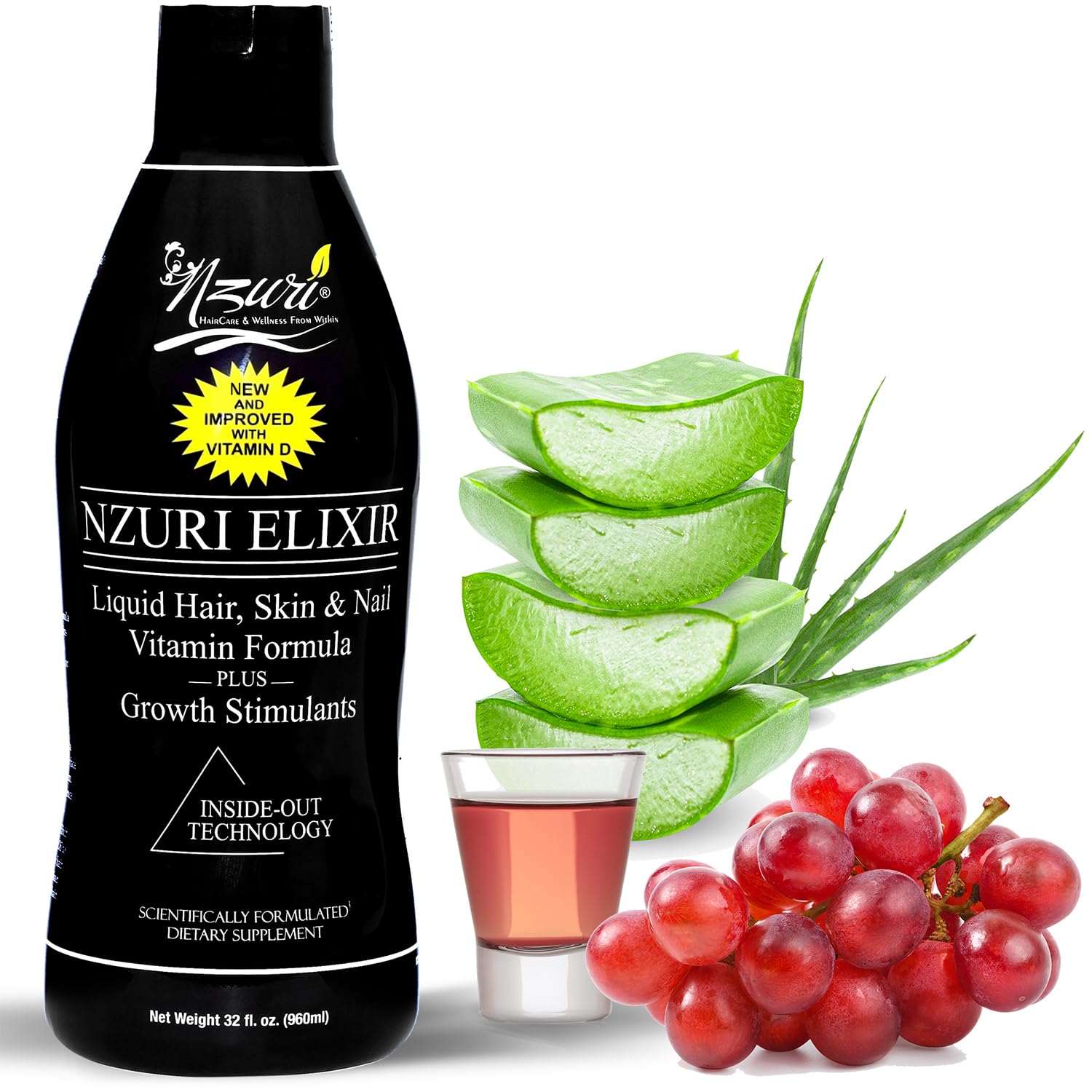 Nzuri Elixir Hair Skin and Nails Vitamins and Men With Biotin Folate and