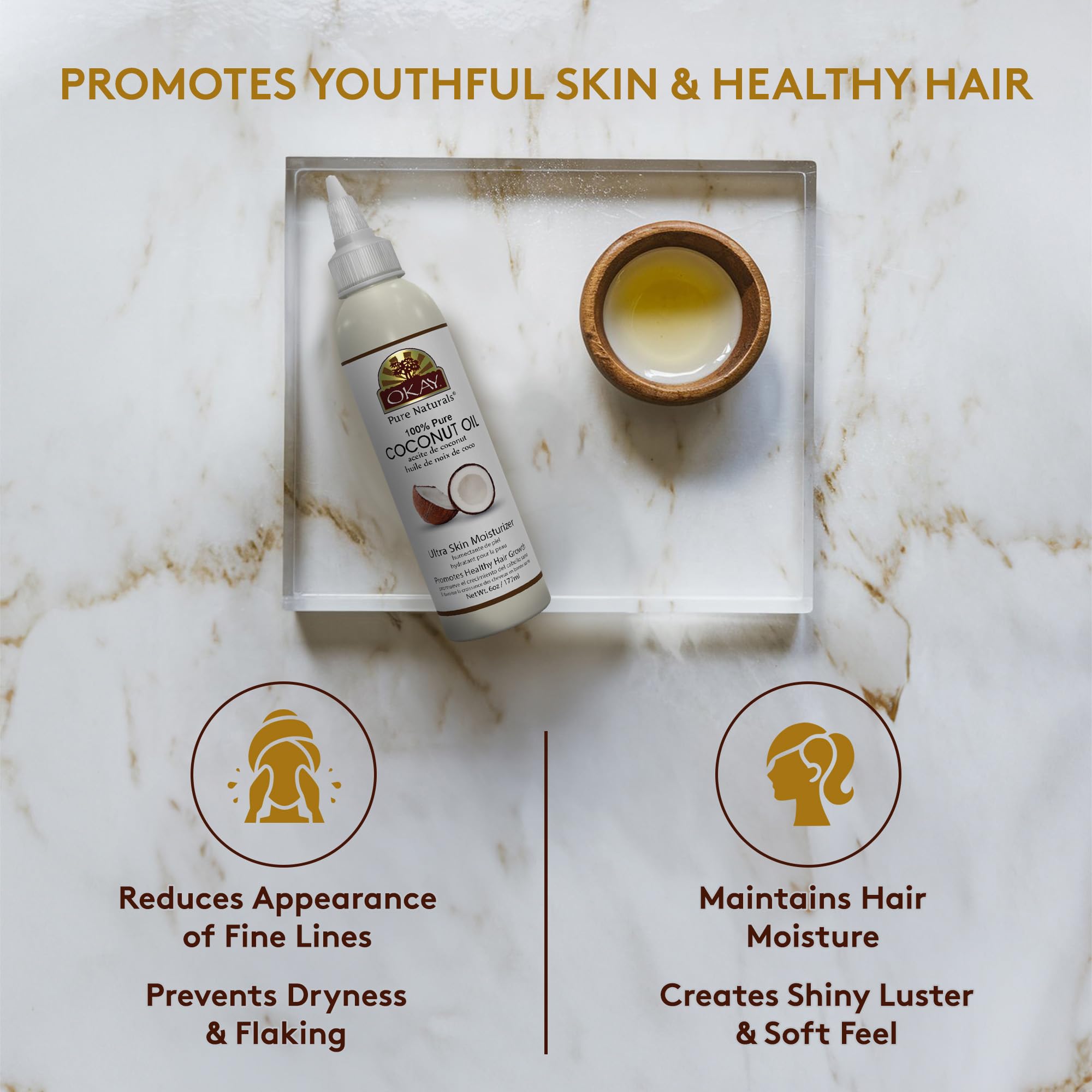 Okay Pure Naturals 100% Coconut Oil for Hair Skin for Deep Moisturization and - Thumbnail 3