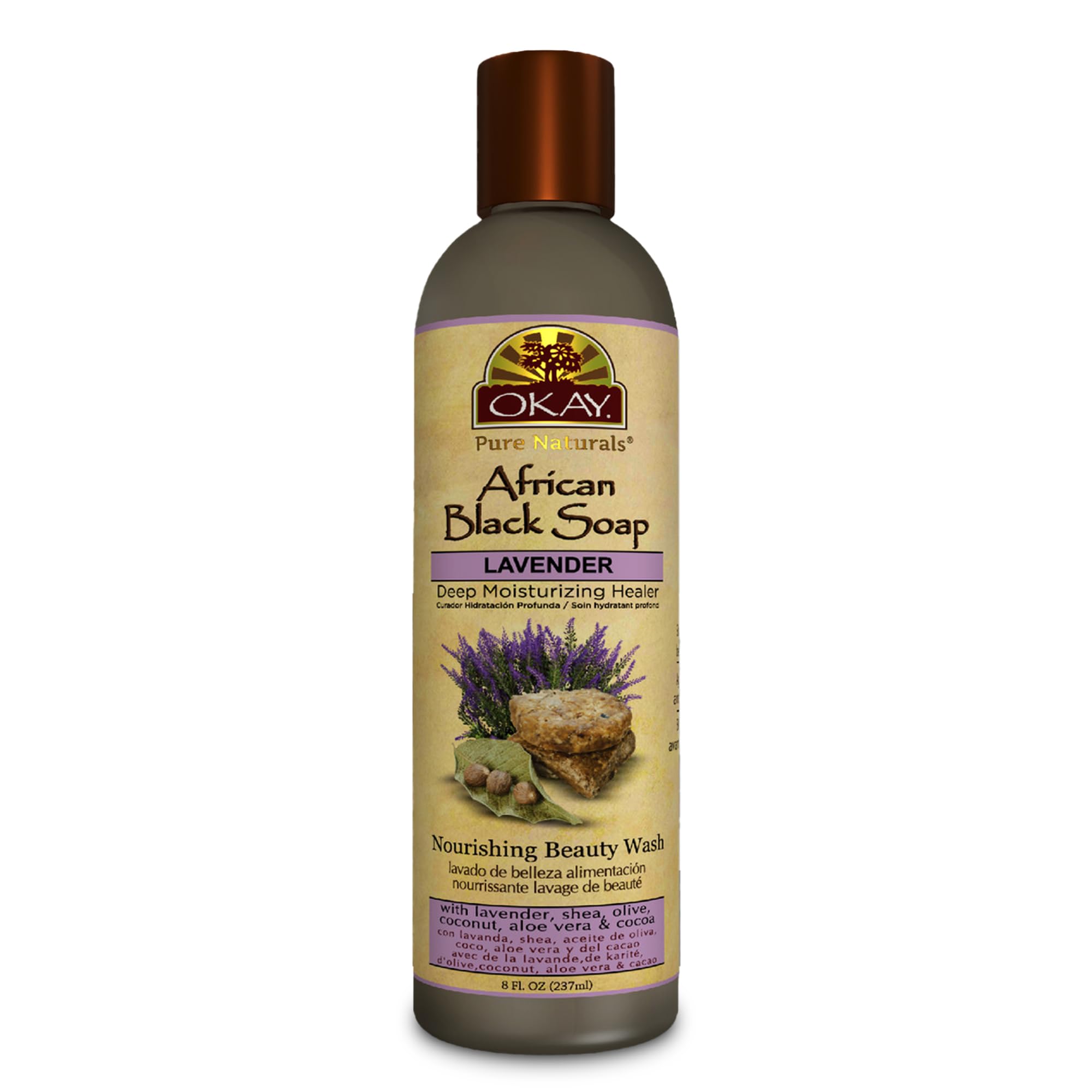 Okay African Black Soap Liquid Silver Lavender 8 Fl Oz