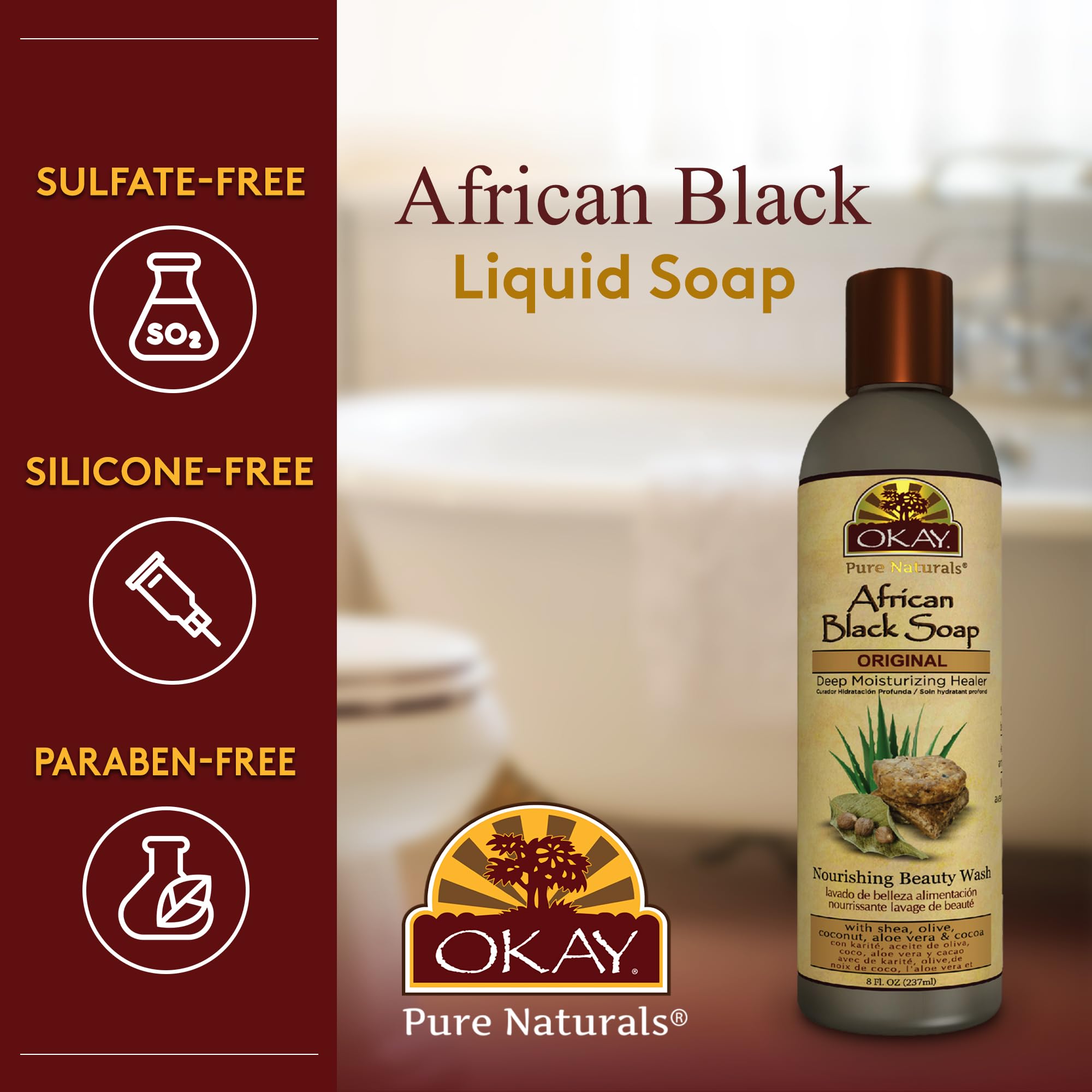 Okay African Black Soap Liquid 8 oz - Thumbnail 3
