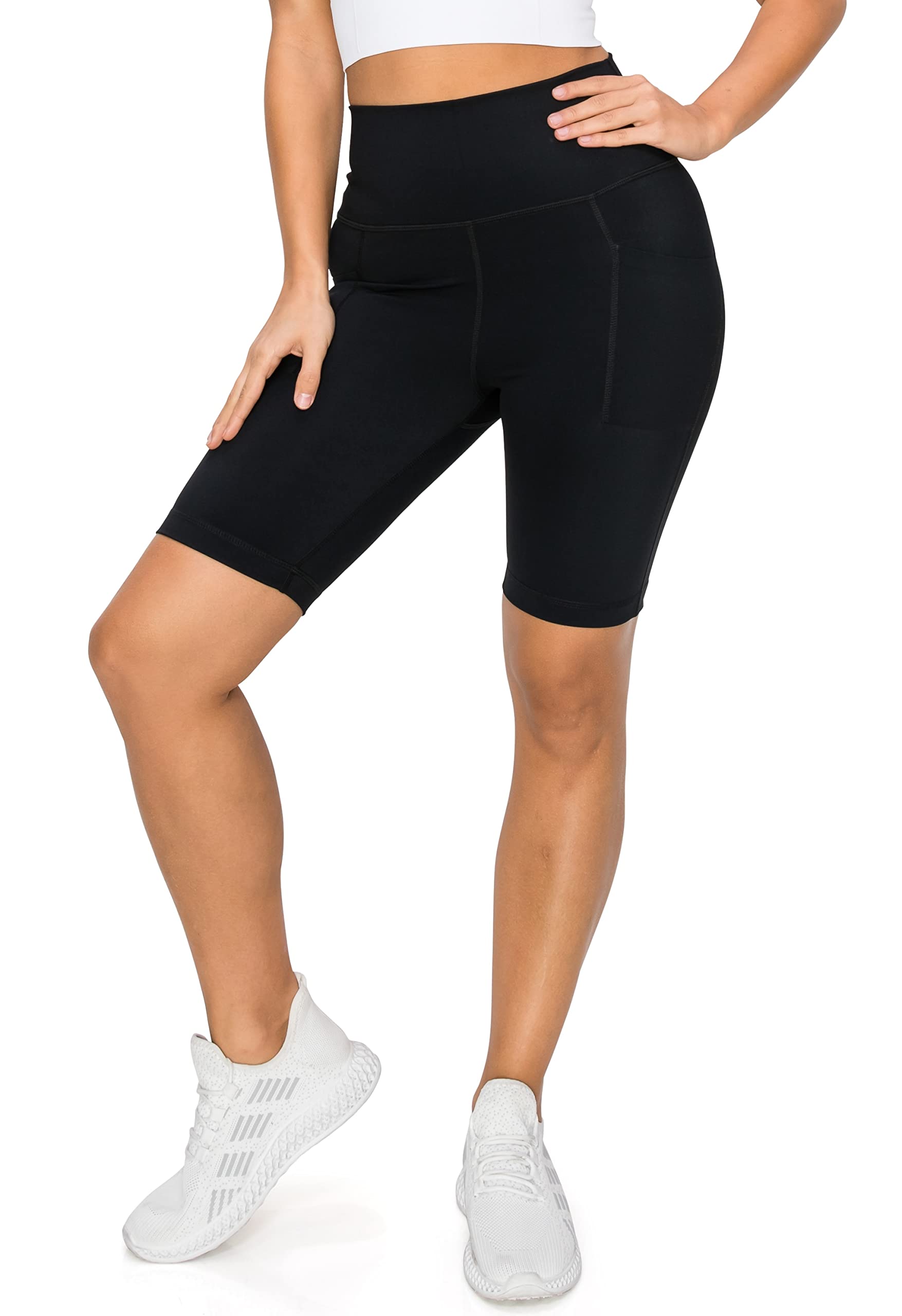 Ing Athletics Biker Shorts High Waisted 8” Inseam 4 Way Stretch Yoga Active - Thumbnail 3