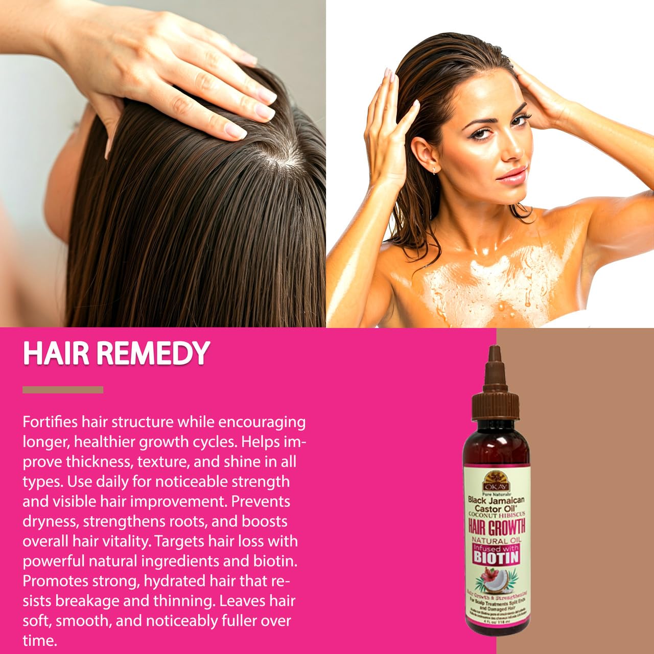 Okay Pure Naturals Black Jamaican Castor Oil Coconut Hibiscus / 118 ml (4 oz)