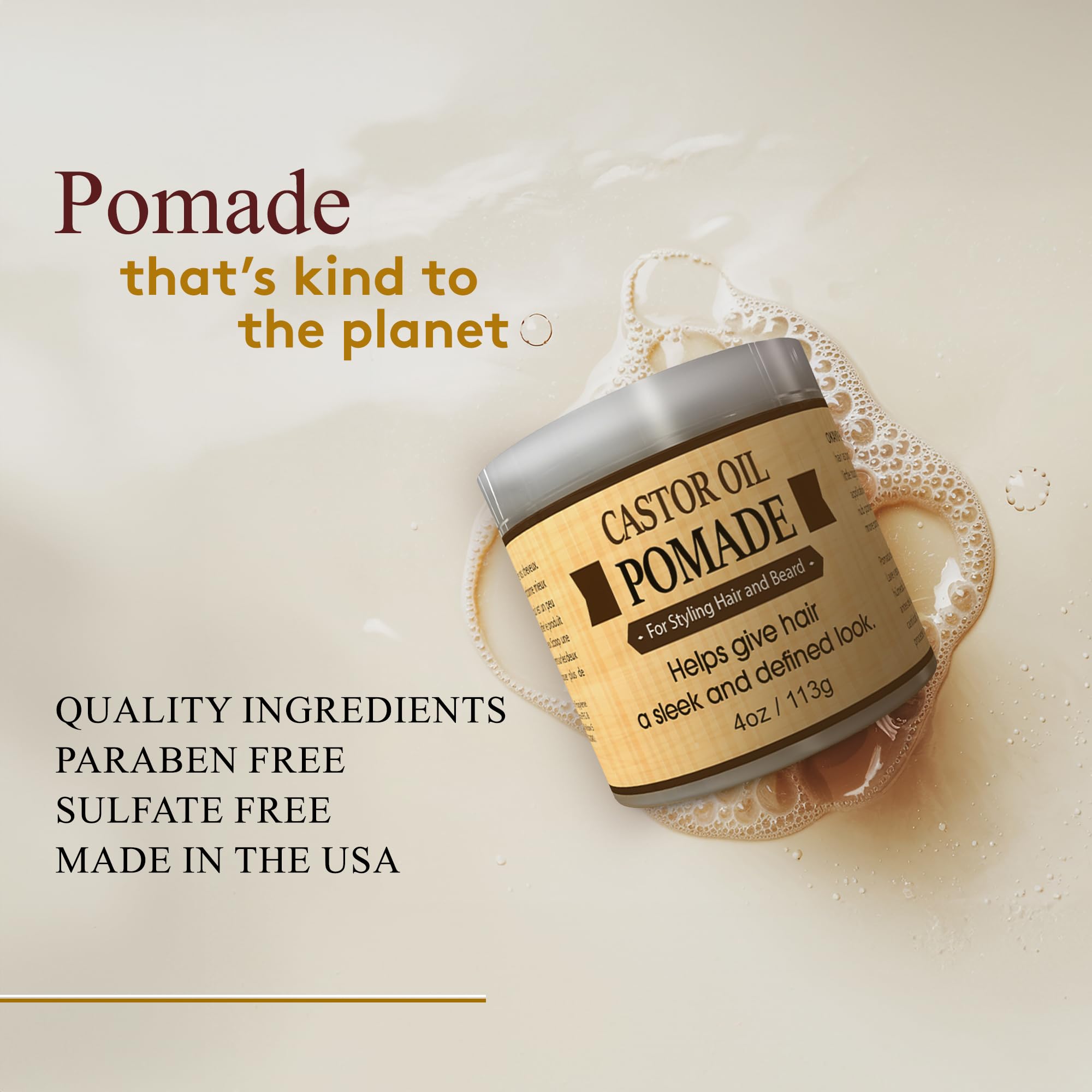 Okay Castor Oil Beard Hair Pomade / For Men 118 ml (4 oz) - Thumbnail 3