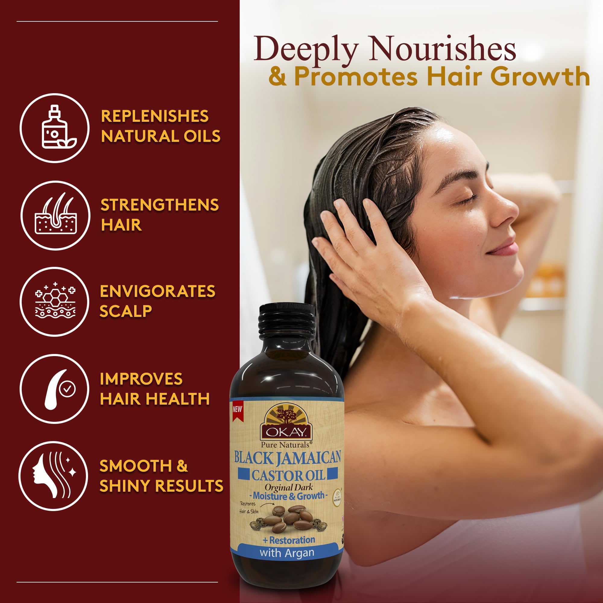 Okay Pure Naturals Black Jamaican Castor Oil With Argan / 118 ml (4 oz) - Thumbnail 2