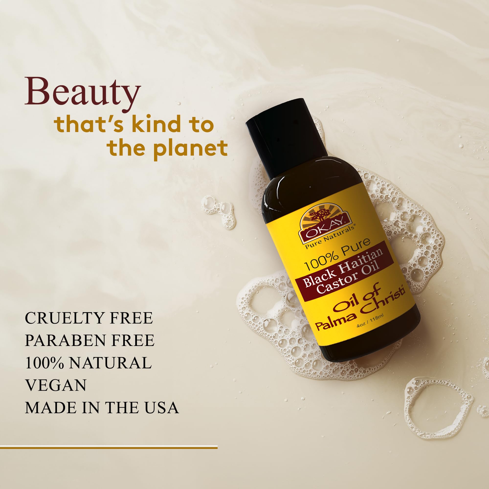 Okay Pure Naturals Black Haitian Castor Oil Castor Oil for Hair Health Women - Thumbnail 3