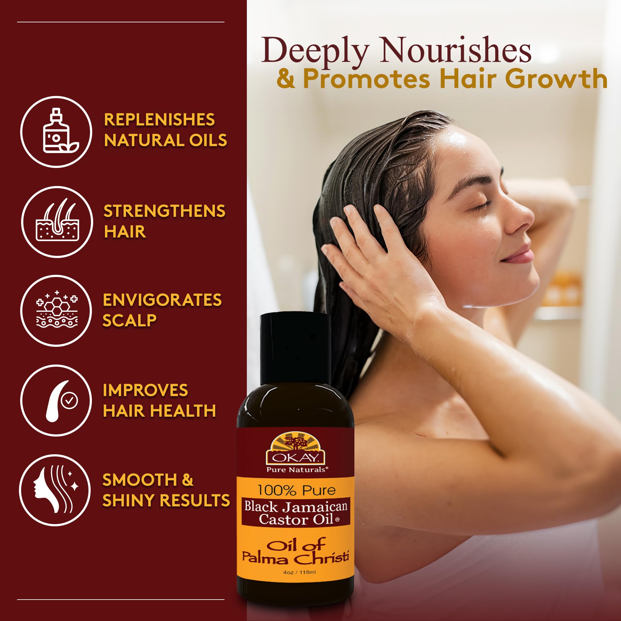 Okay Pure Naturals Black Jamaican Castor Oil Castor Oil for Hair Growth - Thumbnail 2