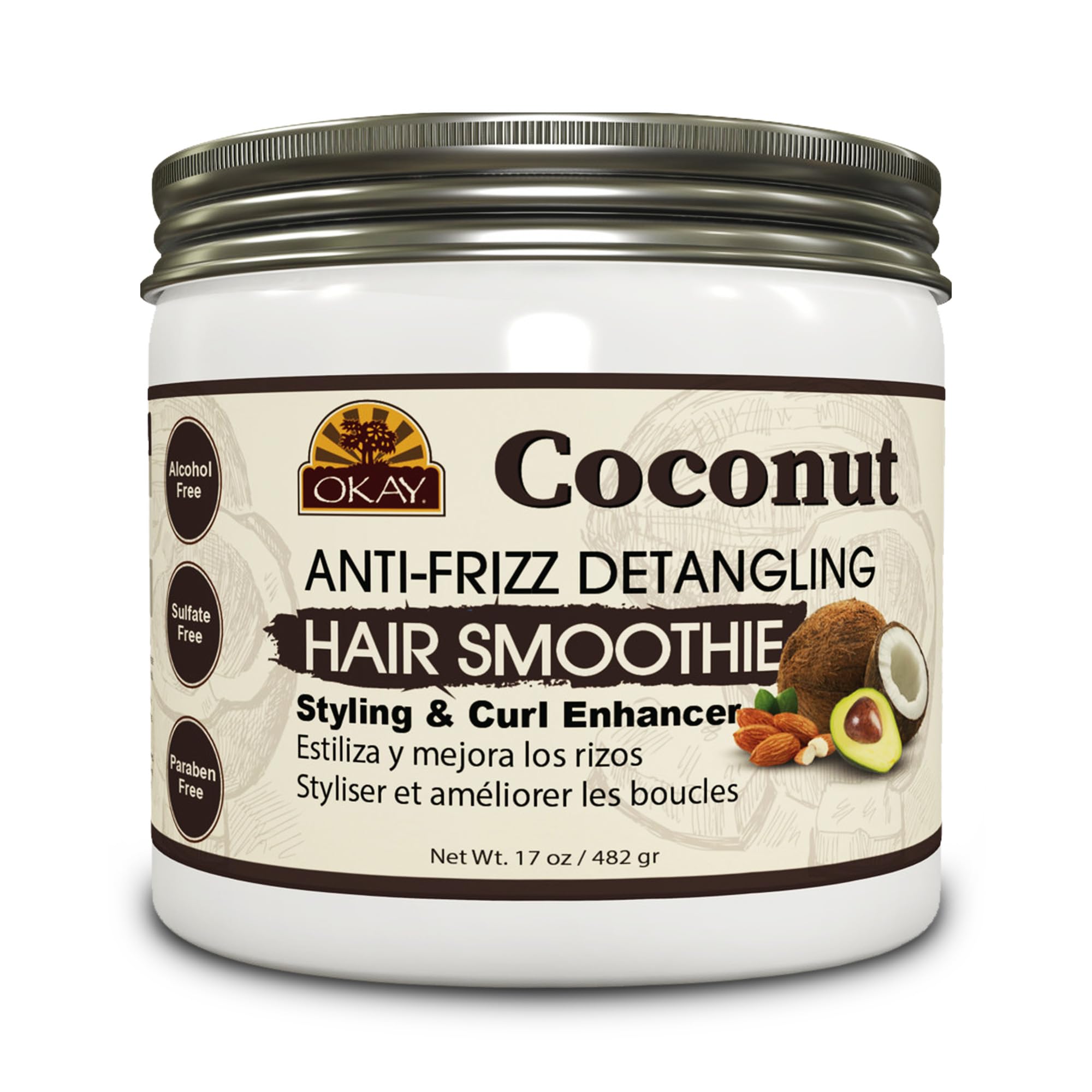 Okay Coconut Anti Frizz Detangling Hair Smoothie White 17 oz