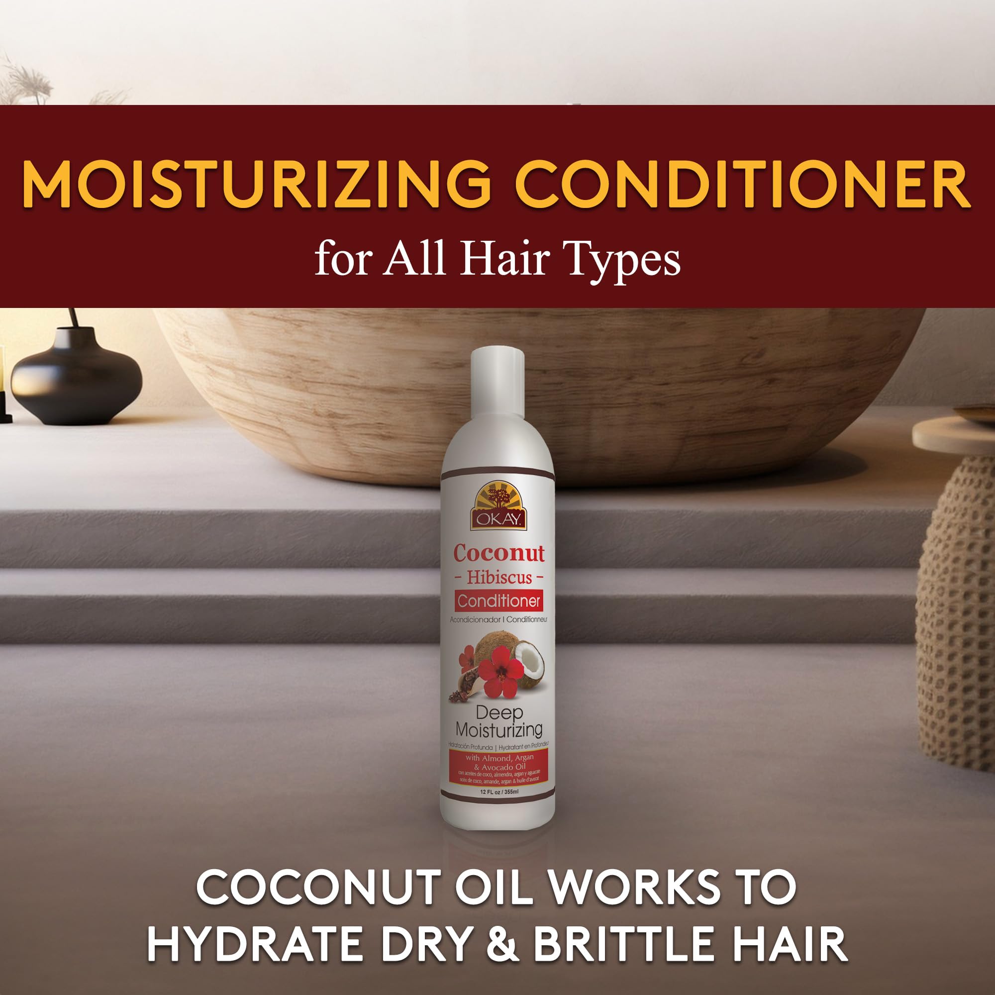 Okay | Coconut Hibiscus Conditioner | for All Hair Types Textures | Restore - Thumbnail 2