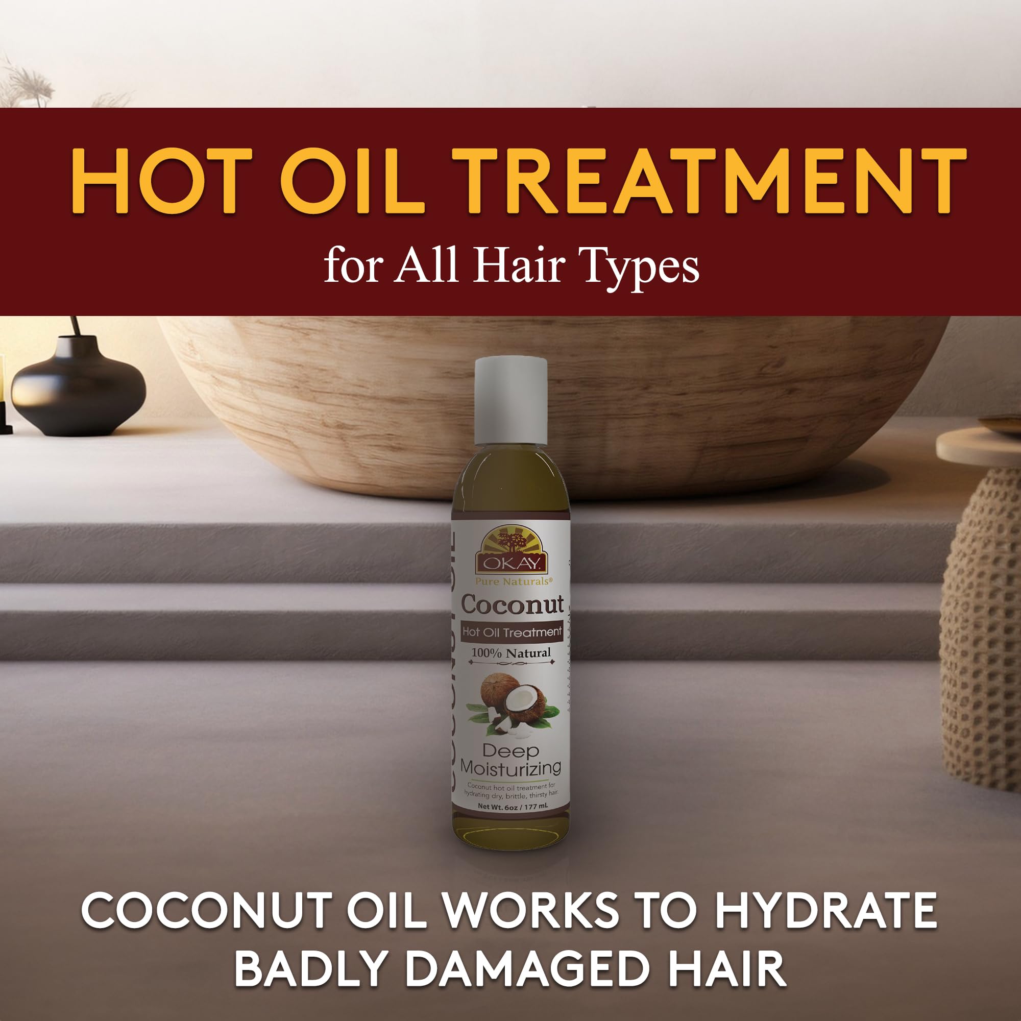 Okay | Coconut Hot Oil Treatment | for All Hair Types Textures | Deeply - Thumbnail 2