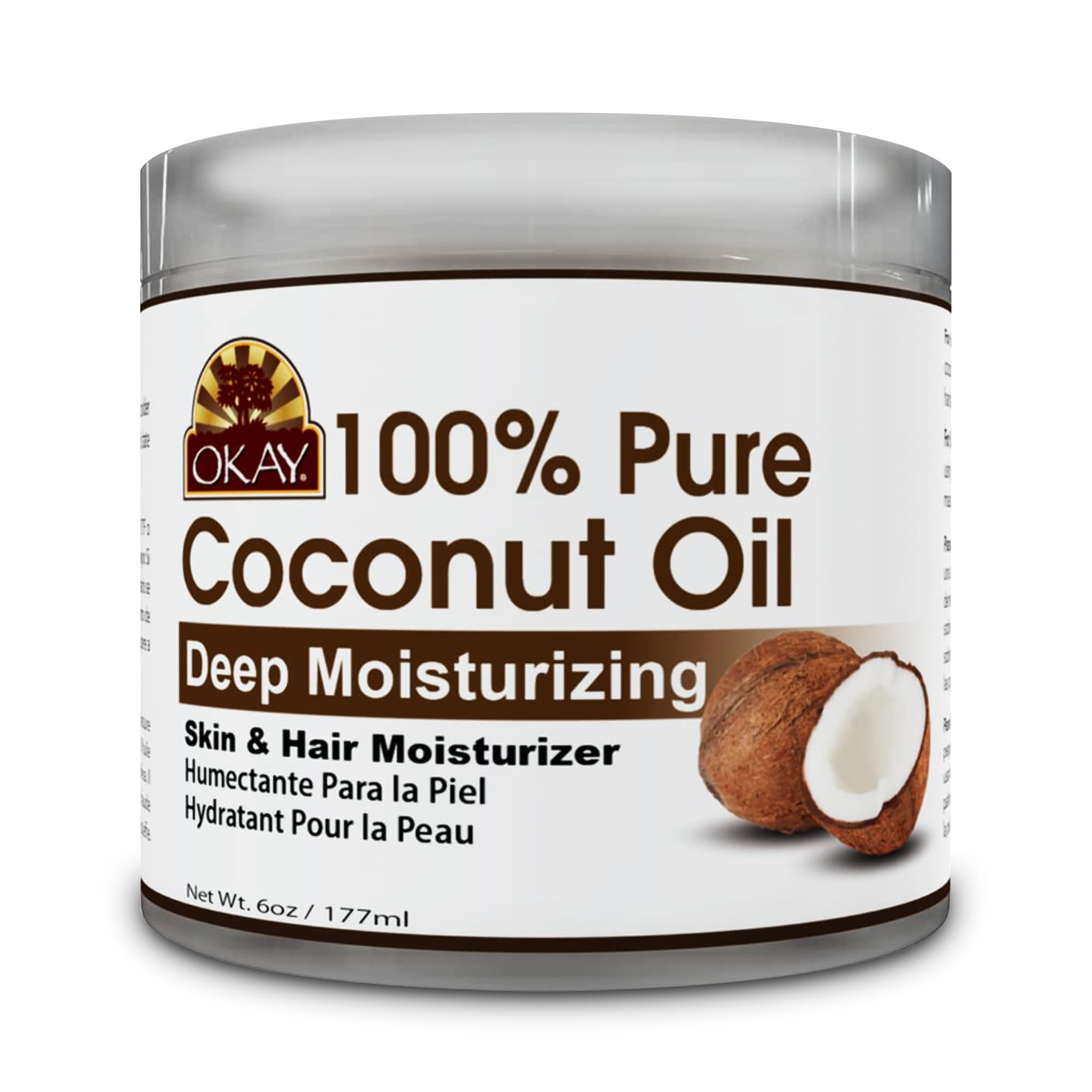 Okay 100% Pure Coconut Oil for Hair Skin Coconut Oil Men Hair Body Natural - Thumbnail 2