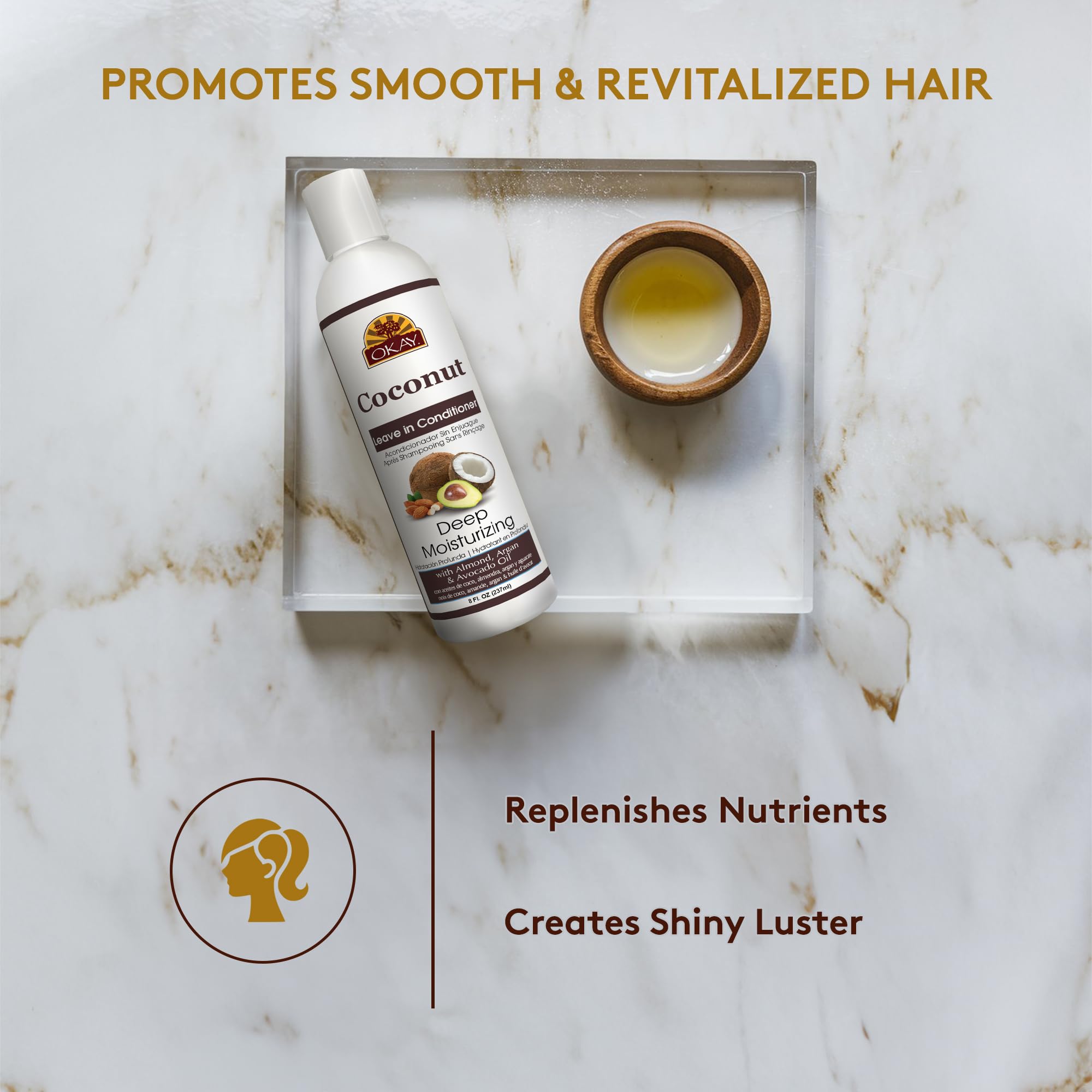 Okay Coconut Leave In Conditioner Hair Moisturizer and Men Contains Castor Seed - Thumbnail 3