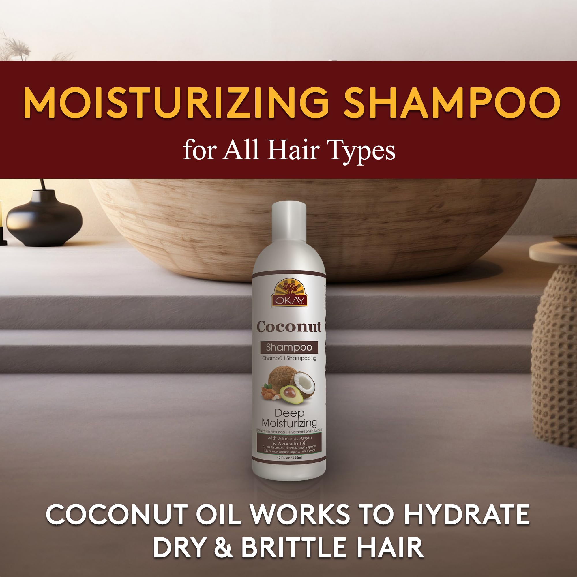Okay Coconut Deep Moisturizing Shampoo Helps Replenish Moisture and Elasticity - Thumbnail 2