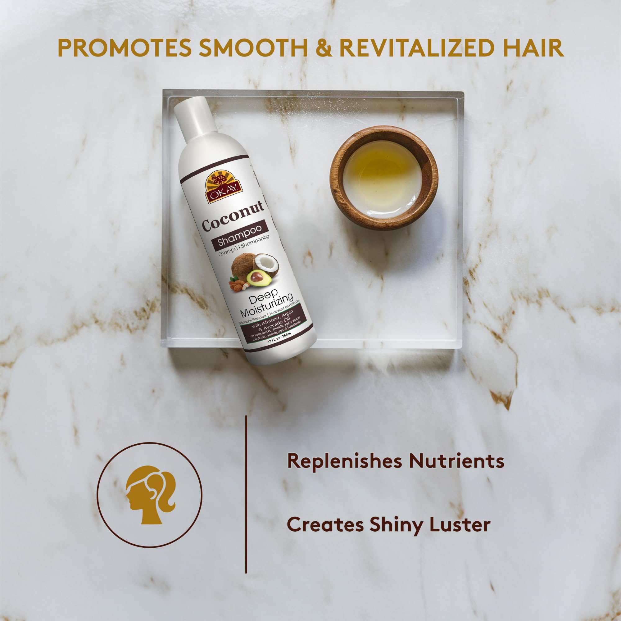Okay Coconut Deep Moisturizing Shampoo Helps Replenish Moisture and Elasticity - Thumbnail 3