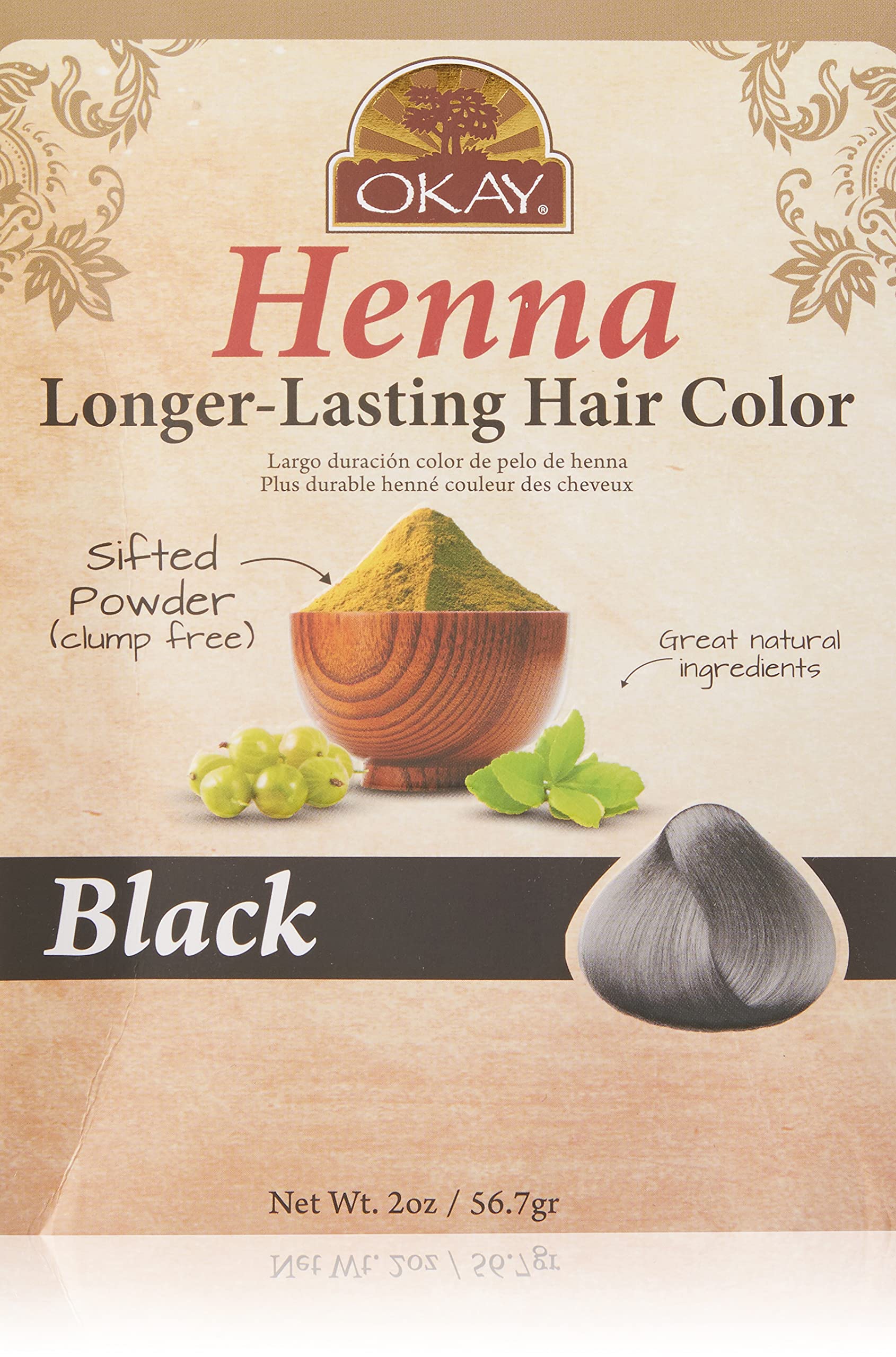 Okay Pure Naturals Henna Hair Dye Natural Black Henna Hair Dye With Indigo and