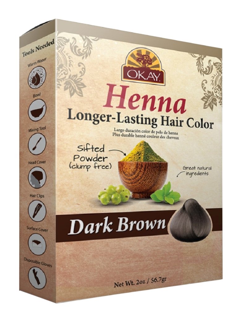 Okay Longer Lasting Henna Color Dark Brown 2 oz