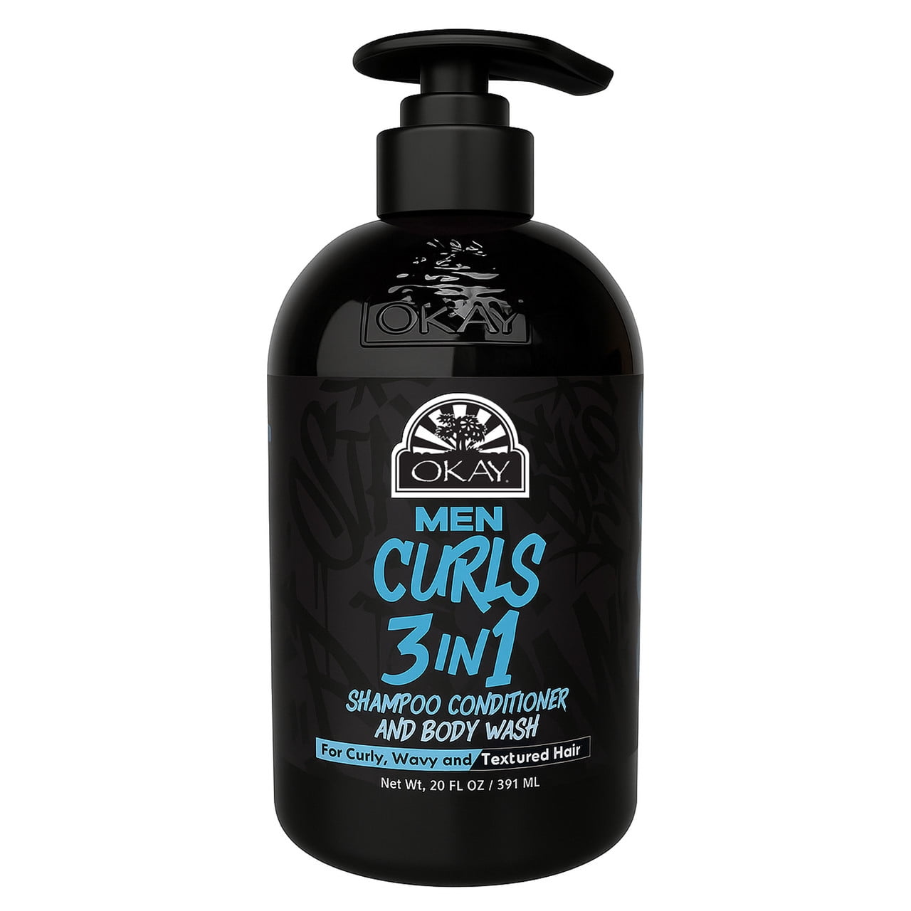 Okay Curls 3 In 1 Shampoo Conditioner Body Wash / 591 M For Men 20 oz