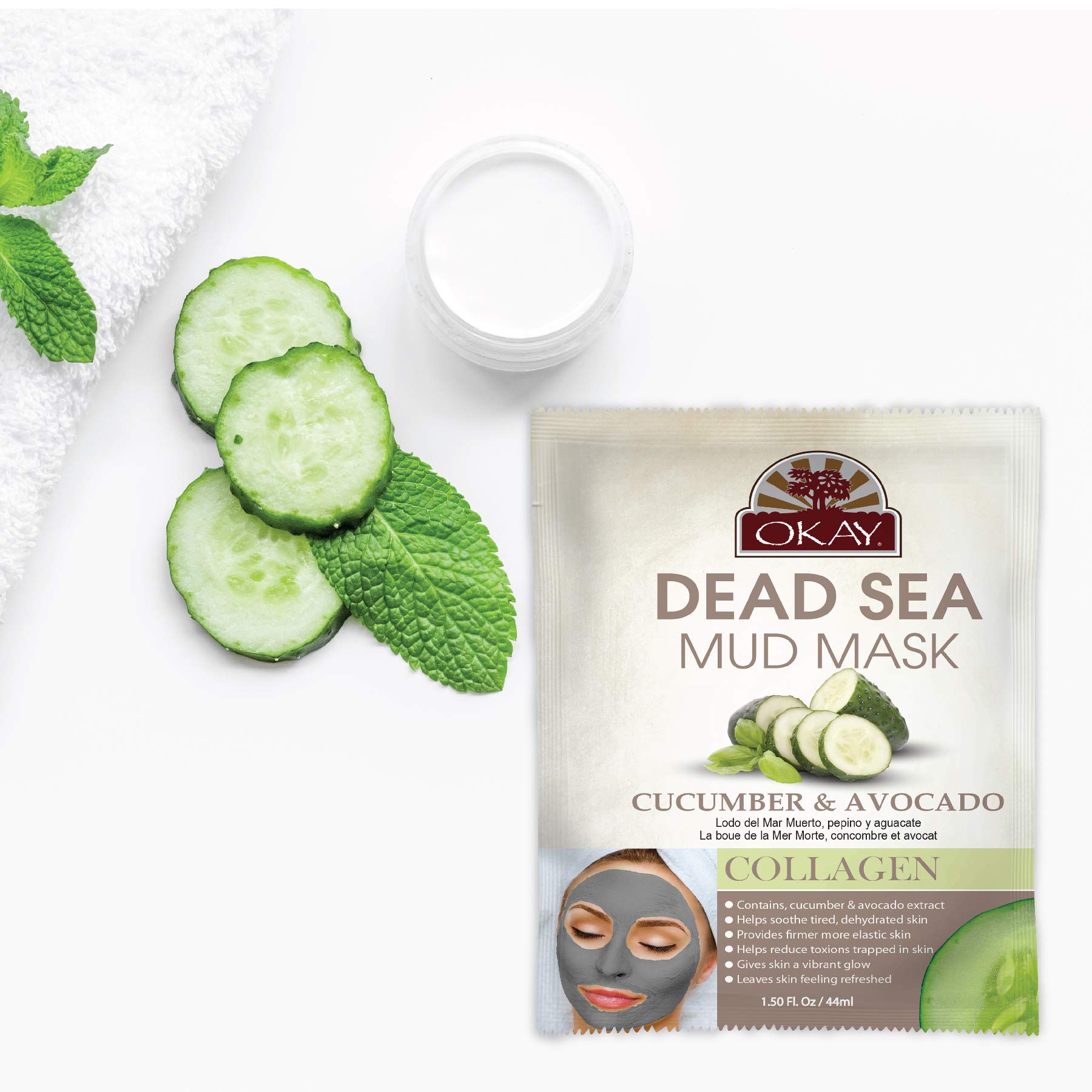 Okay | Dead Sea Mud Mask Cucumber Avocado | With Collagen | Tightens Skin | - Thumbnail 2