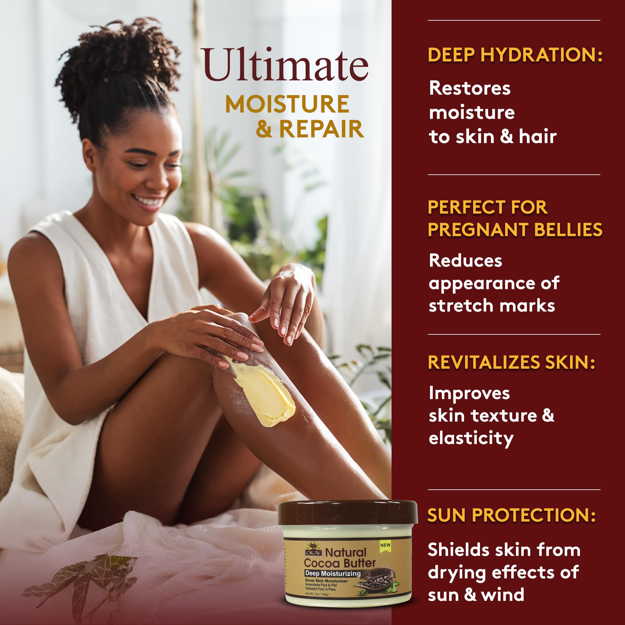 Okay | Natural Cocoa Butter | for Skin Hair | Moisturizes Softens Skin | - Thumbnail 2