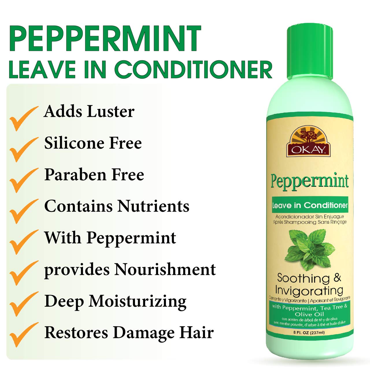 Okay Peppermint Soothing Invigorating Leave In Conditioner 8 oz - Thumbnail 2