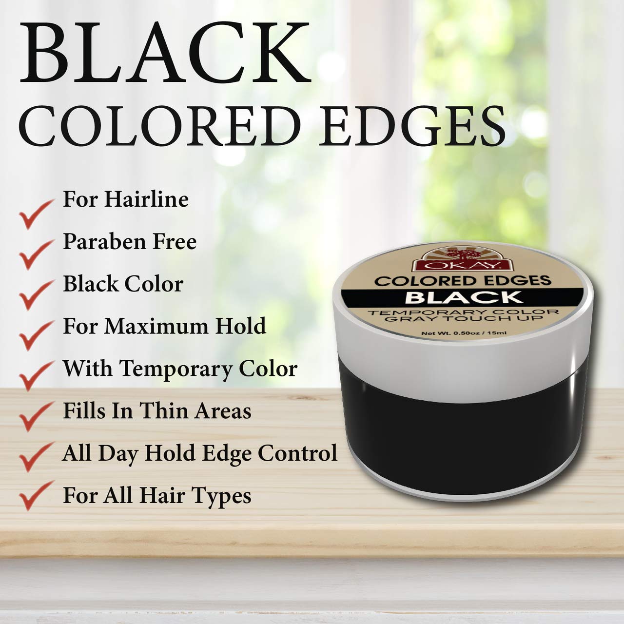 Okay Colored Edges Black Root Touch Up Edge Control Root Cover Up Black Edge - Thumbnail 3