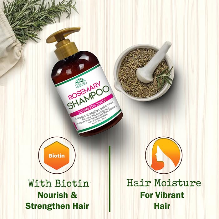 Okay Rosemary Shampoo With Biotin for Hair Strengthening and Cleansing / 354 ml - Thumbnail 2