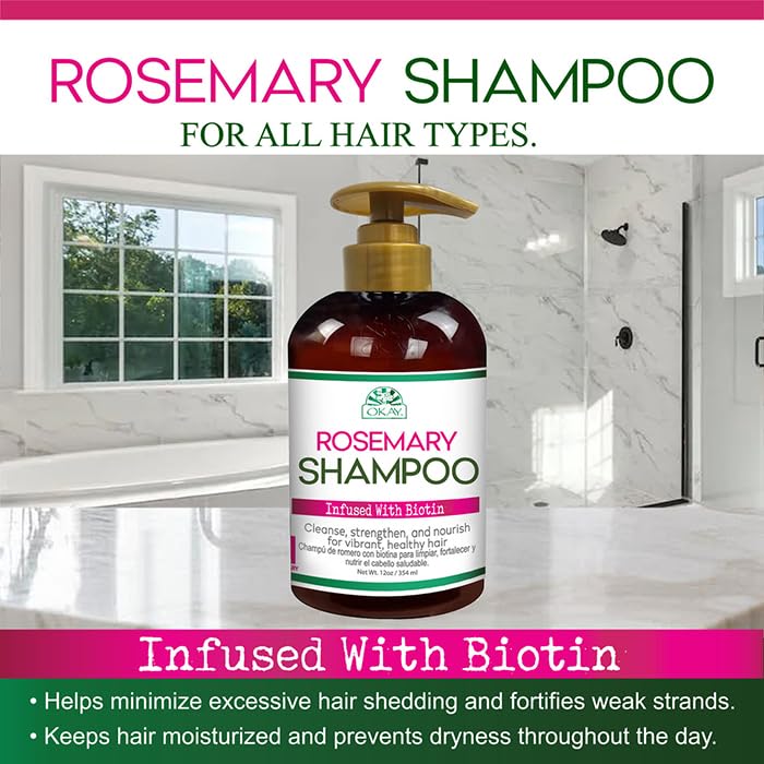 Okay Rosemary Shampoo With Biotin for Hair Strengthening and Cleansing / 354 ml - Thumbnail 3