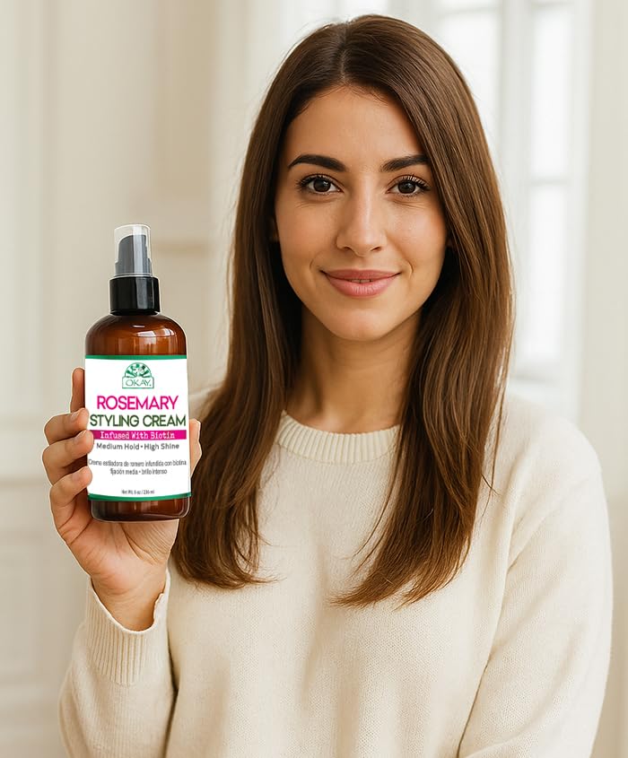 Okay Rosemary Styling Cream With Biotin for Medium Hold and High Shine / 236 ml