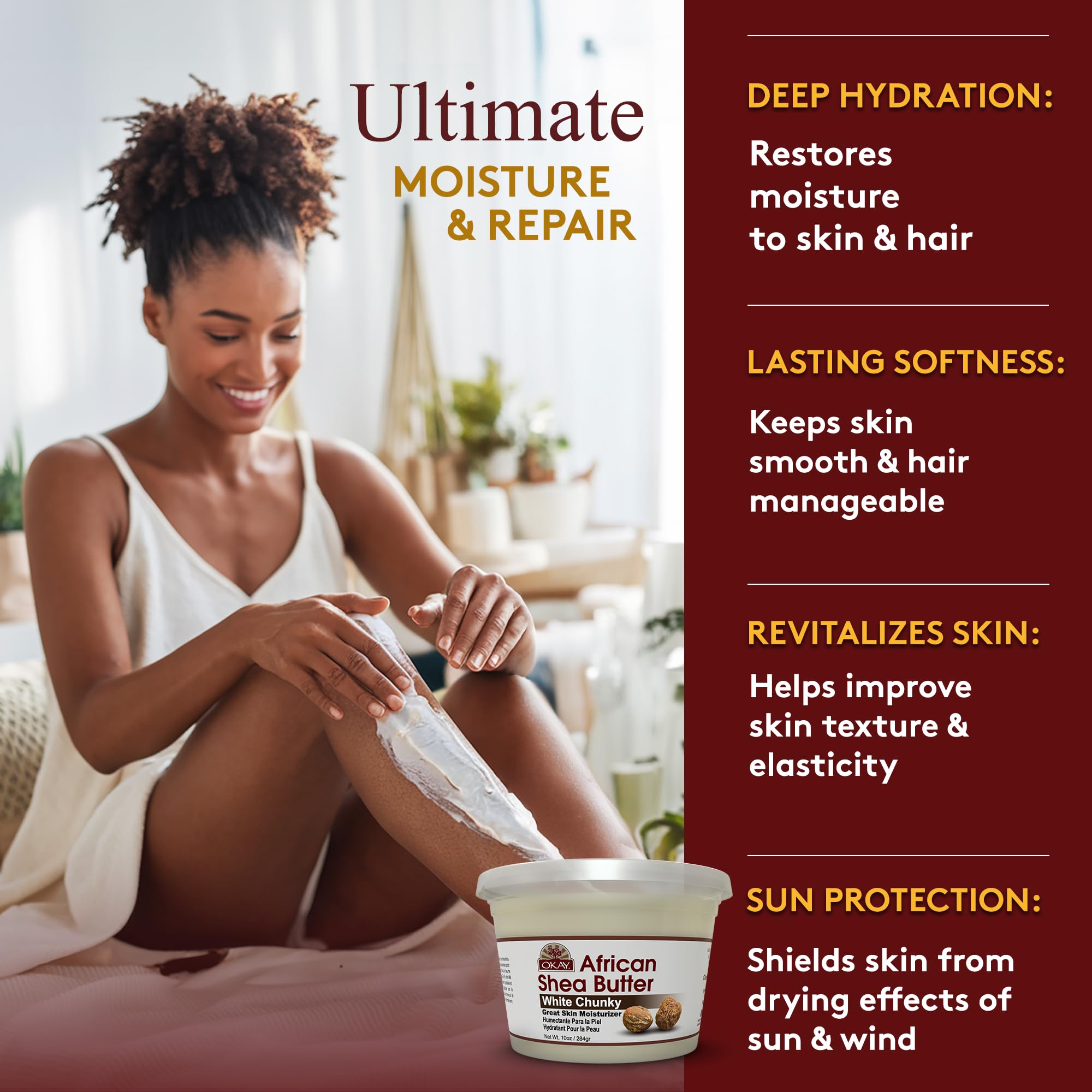 Okaypure Naturals Shea Butter Raw Chunky White 10 oz - Thumbnail 2