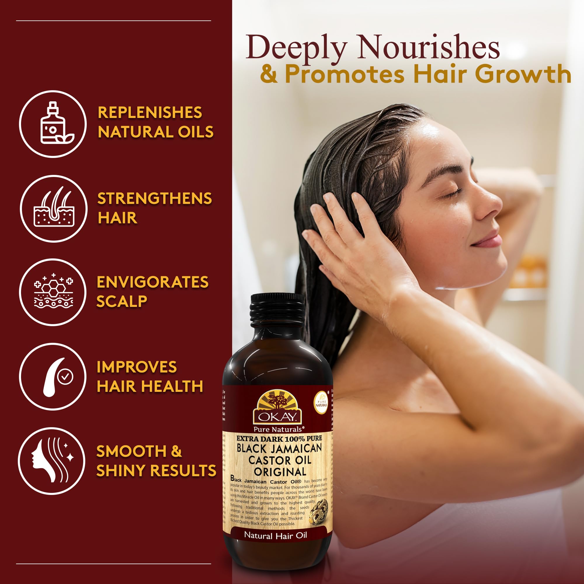 Okay Pure Naturals Xtra Dark Black Jamaican Castor Oil / 118 ml (4 oz) - Thumbnail 2