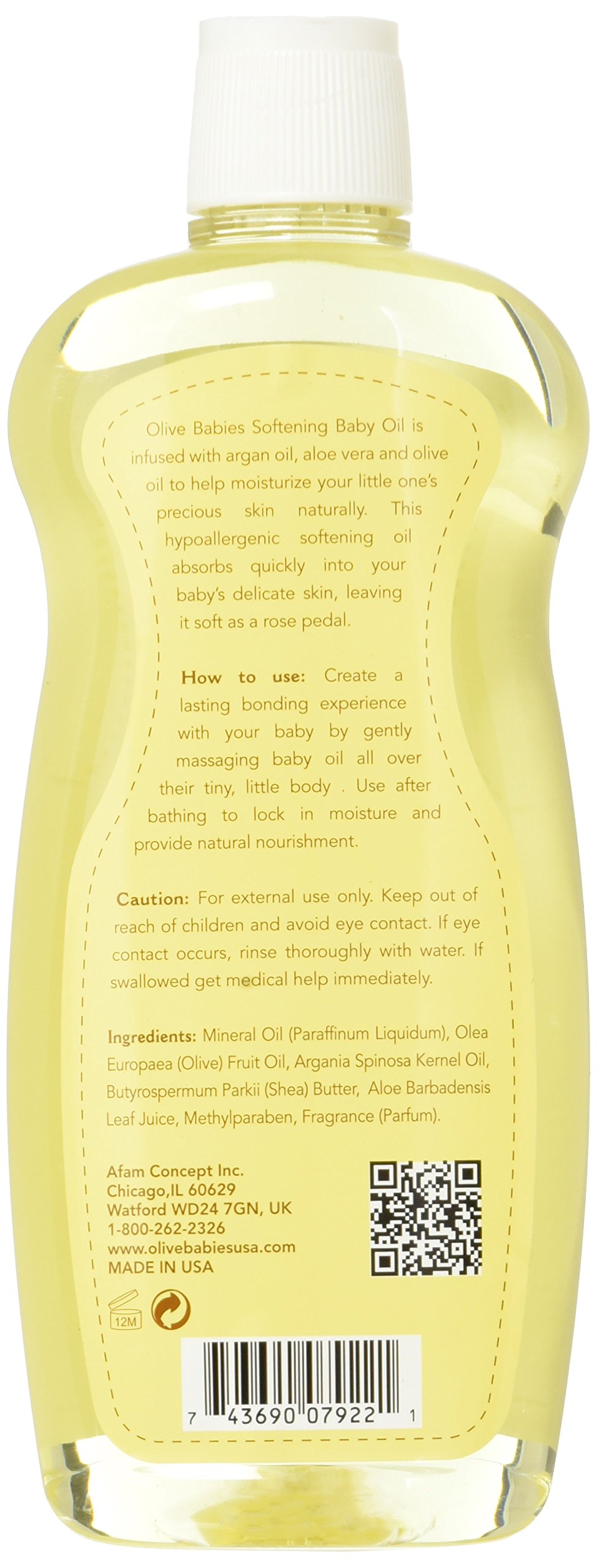 Olive Babies Softening Baby Oil 12 Fl.oz - Thumbnail 2