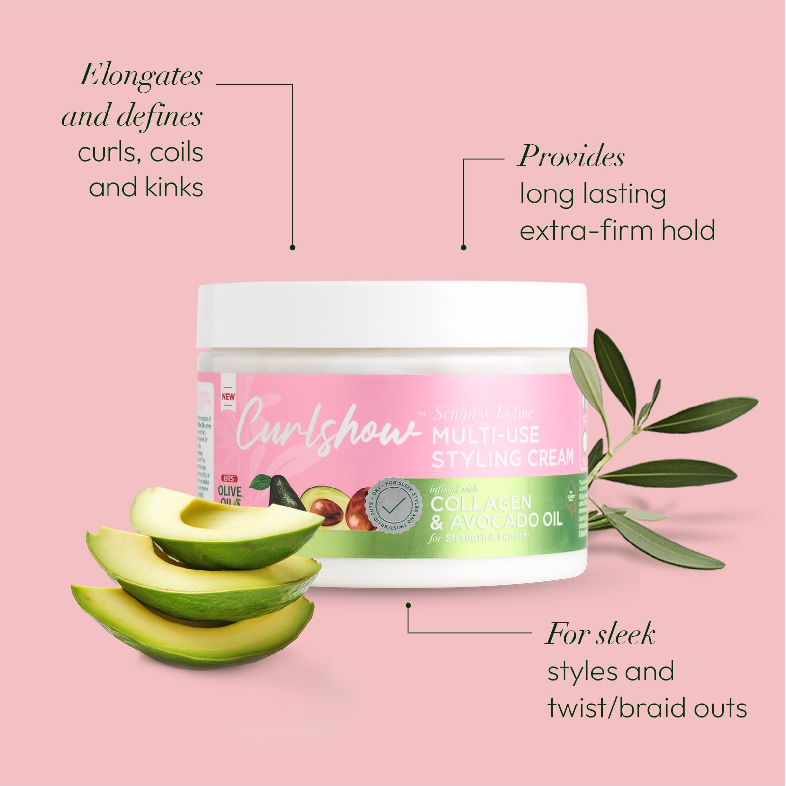 Ors Olive Oil Curlshow Multi Use Styling Cream Infused With Collagen Avocado