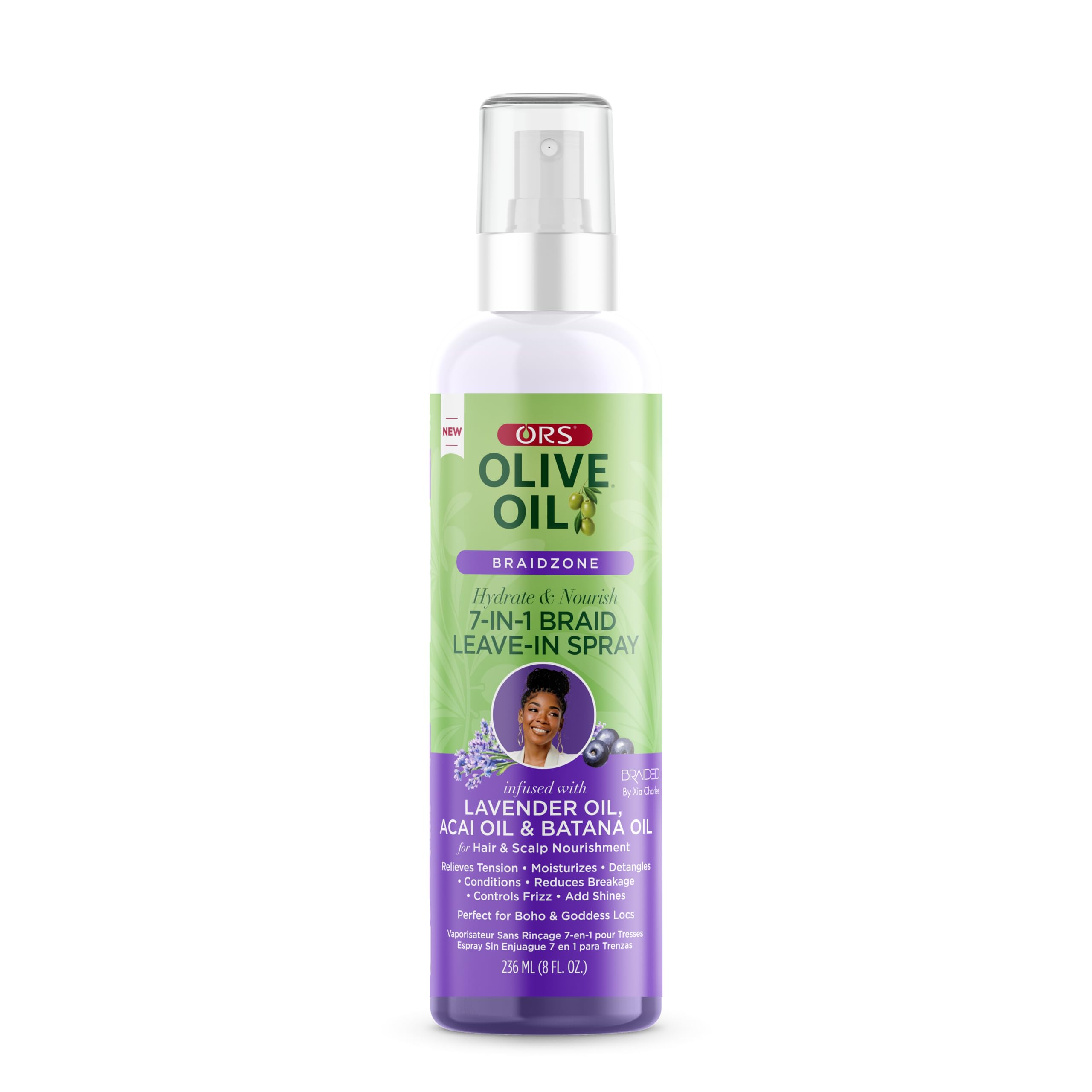 Ors Olive Oil Braidzone 7 In 1 Braid Leave In With Lavender Acai Batana Oil for