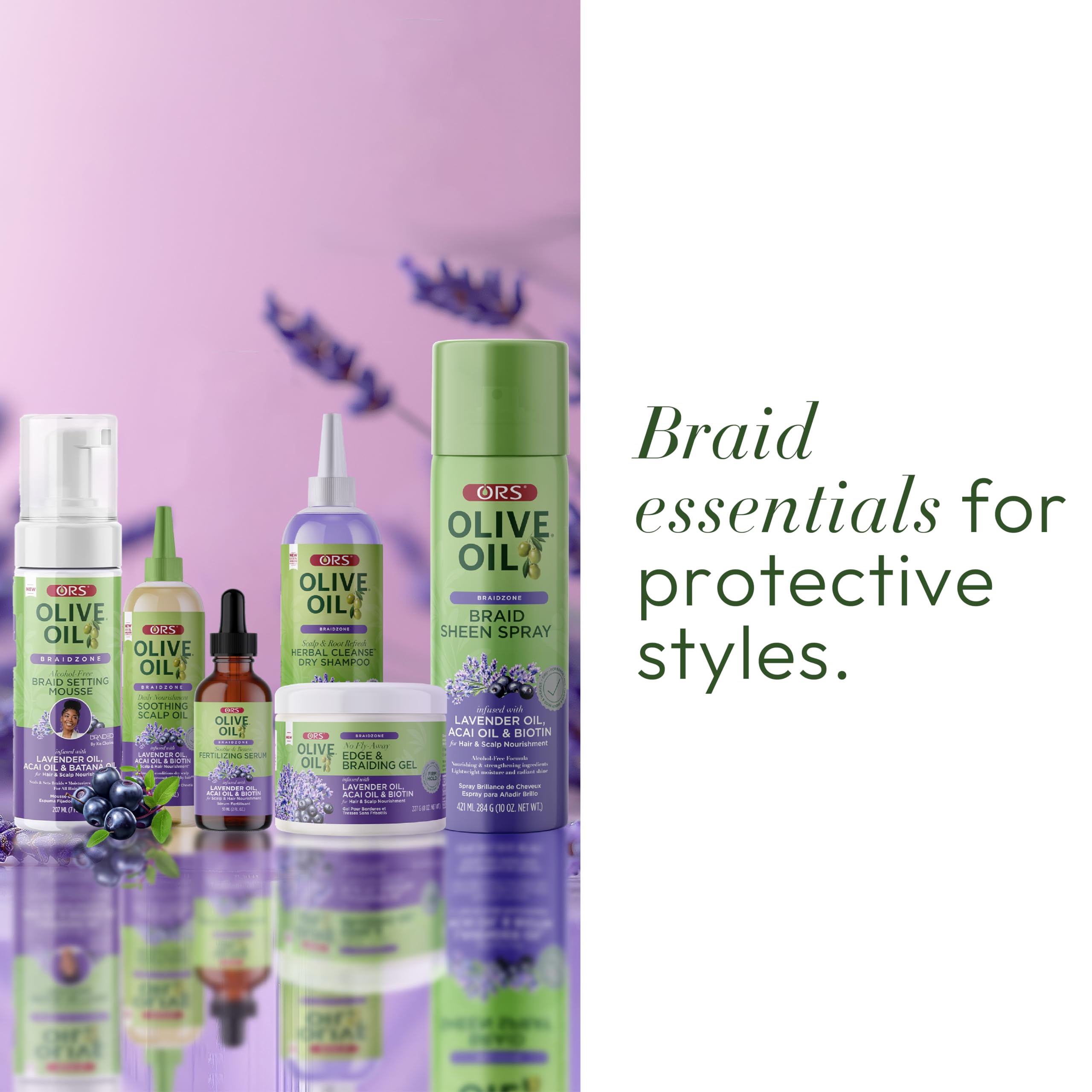 Ors Olive Oil Braidzone Braid Setting Mousse With Lavender Acai Batana Oil 7 oz (Set) - Thumbnail 3