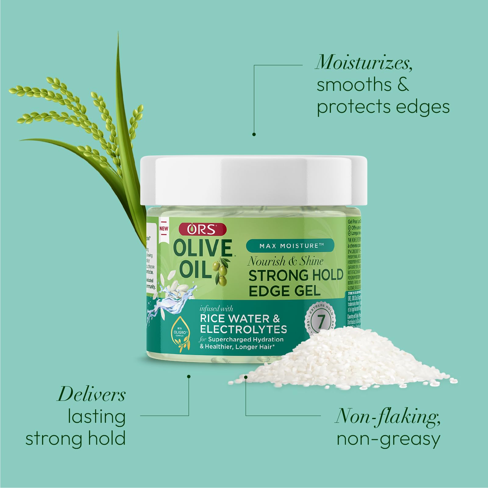 Olive Oil Max Moisture Nourish Shine Strong Hold Edge Gel With Rice Water - Thumbnail 2