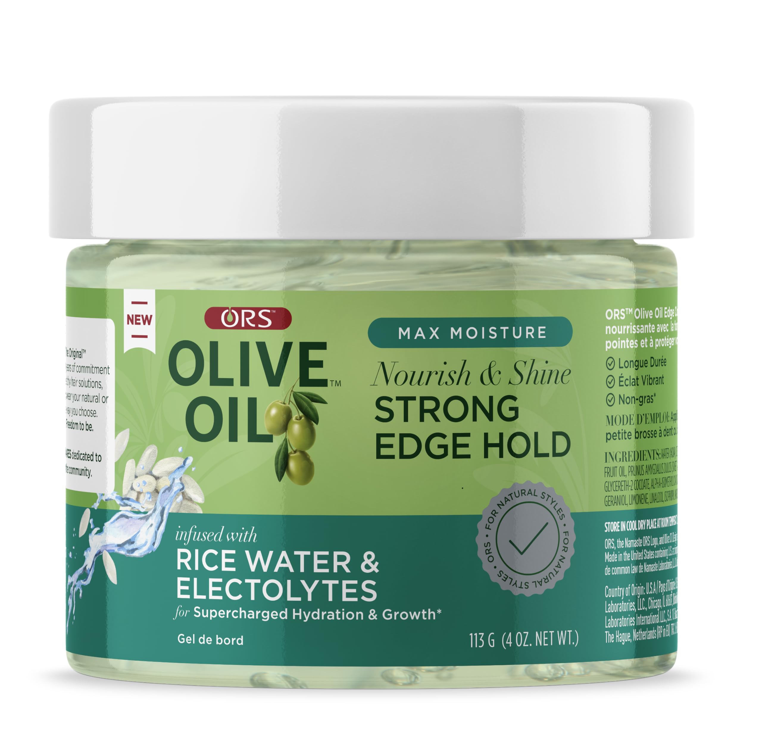 Olive Oil Max Moisture Nourish Shine Strong Hold Edge Gel With Rice Water - Thumbnail 1