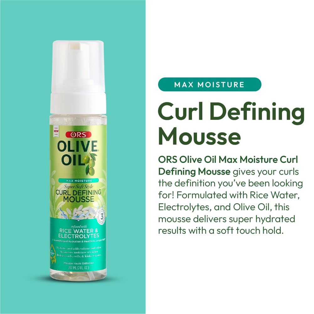 Olive Oil Max Moisture Super Soft Style Curl Defining Mousse Infused With Rice - Thumbnail 3