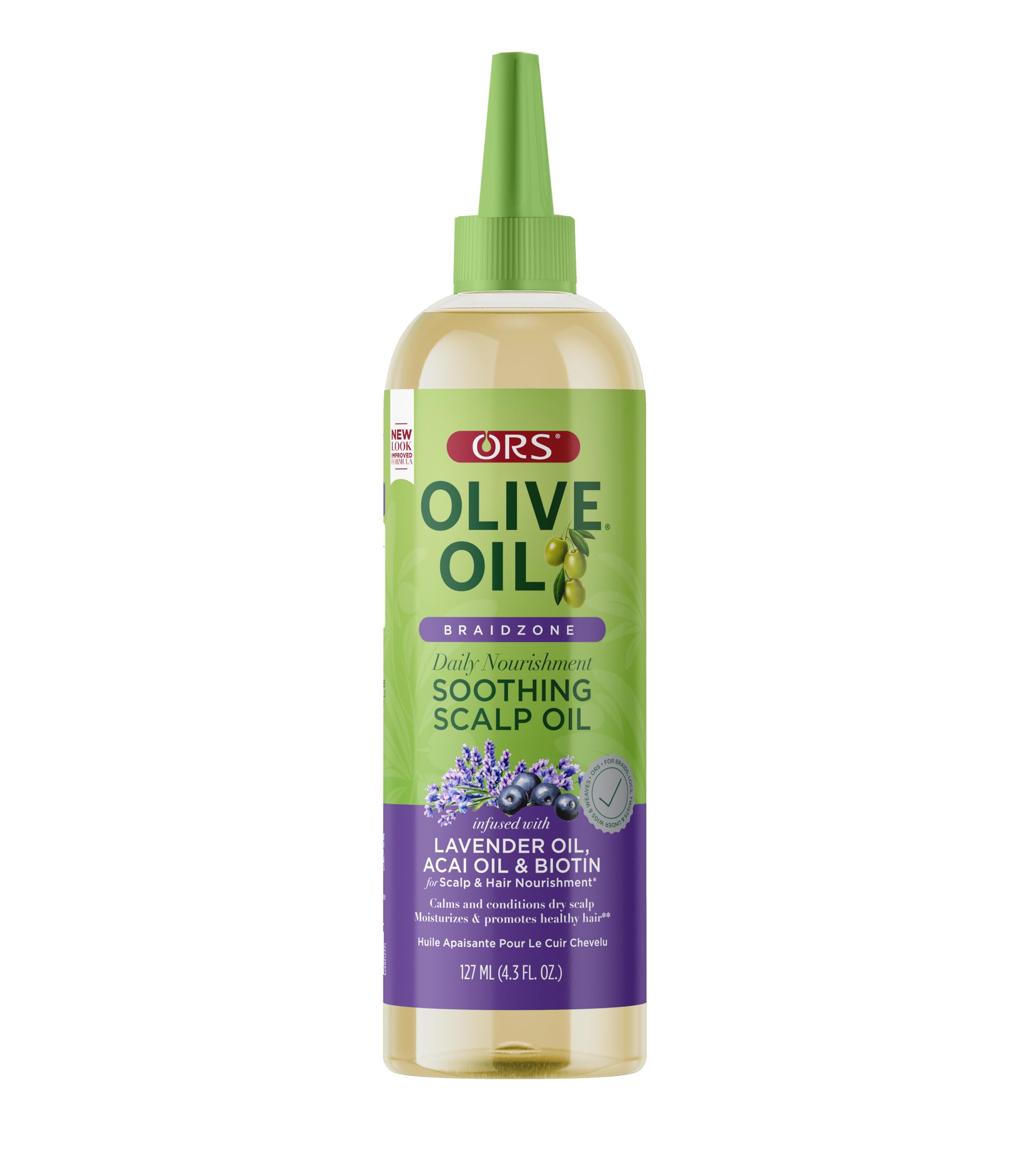 Ors Olive Oil Braidzone Soothing Scalp Oil With Lavender Acai Biotin for