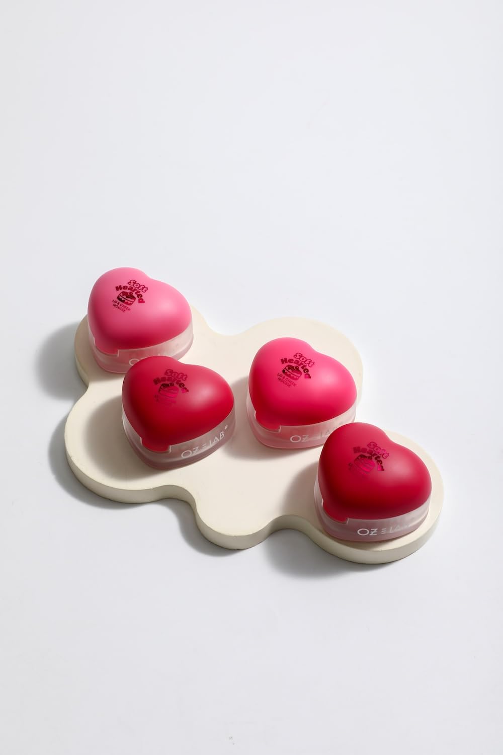 (24-pack) Oz Lab Soft Hearted Lip and Cheek Mousse – Cherry Fondant 2-in-1 Vegan Cream Blush & Lip Tint Heart-Shaped Packaging with Mini Brush 0.12 FL.OZ/3.5G，pack of 1 - Thumbnail 3