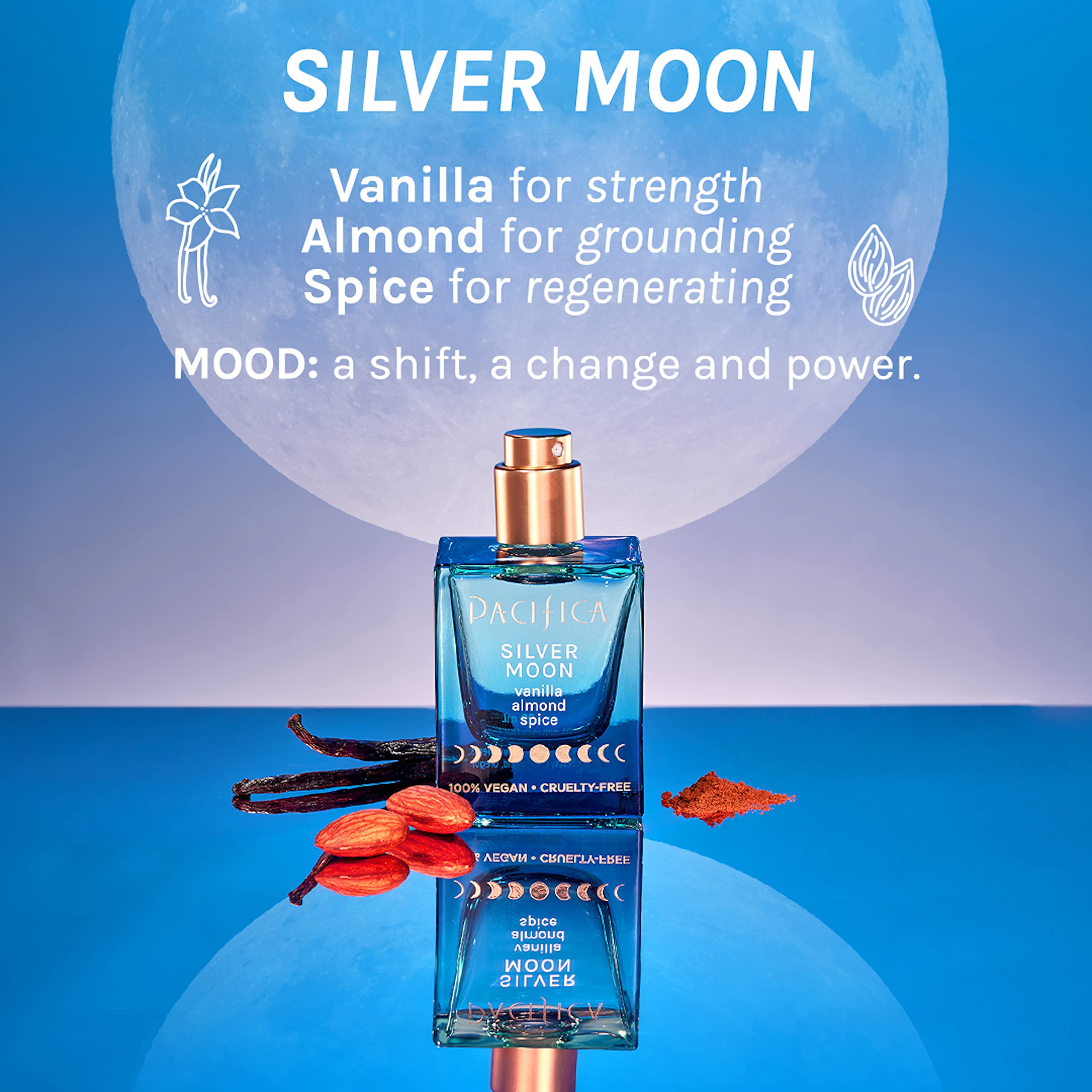 Pacifica Silver Moon Long Lasting Warm Vanilla Almond Clean Vegan Cruelty Free - Thumbnail 2