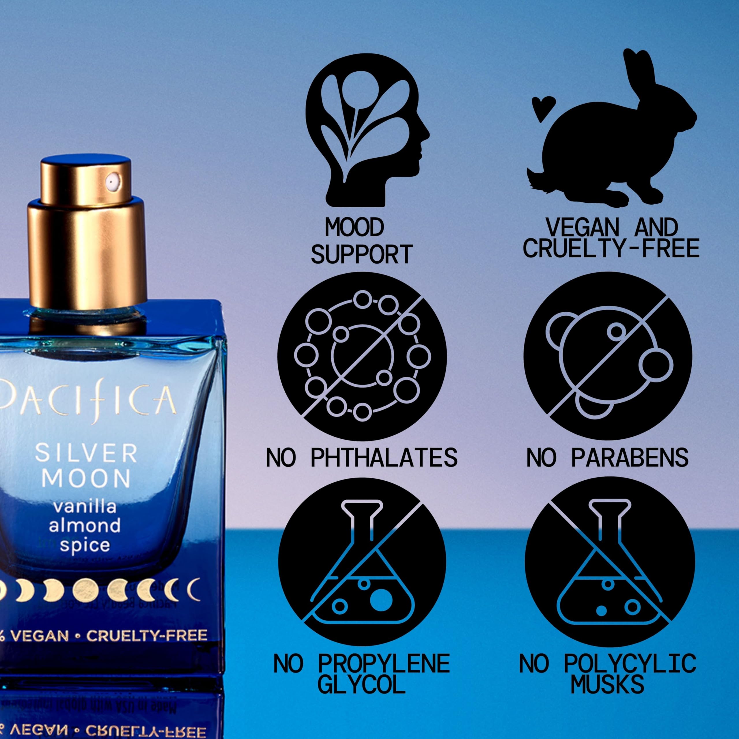 Pacifica Silver Moon Long Lasting Warm Vanilla Almond Clean Vegan Cruelty Free - Thumbnail 3